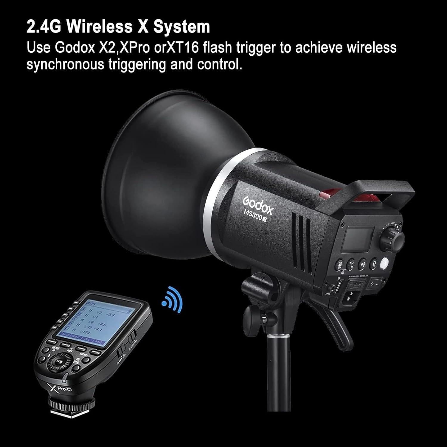 Kit de Luz Estroboscópica Godox MS300V 300W con Softbox 60x90cm