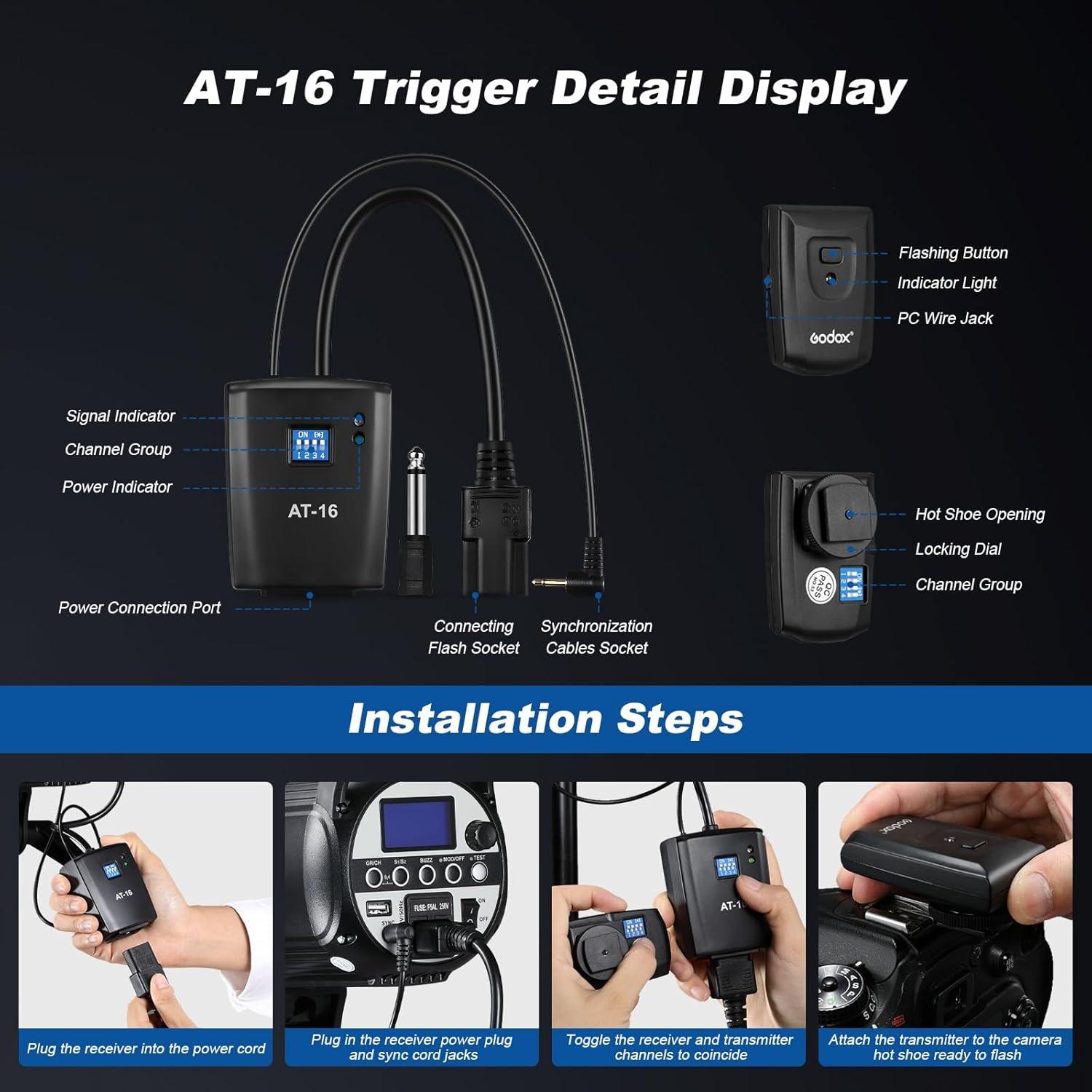 Godox MS300V 2-Pack Professional Studio Strobe Flash Light 300W Studio Flash Strobe kit 300W GN58 0.1-1.8 s Recycling time 2.4 G X-System,LED Modelling lamp 5600 ± 200K Flash Light