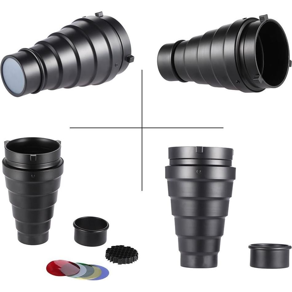 Snoot Óptico Cónico Andoer para Iluminación Fotográfica con Filtros
