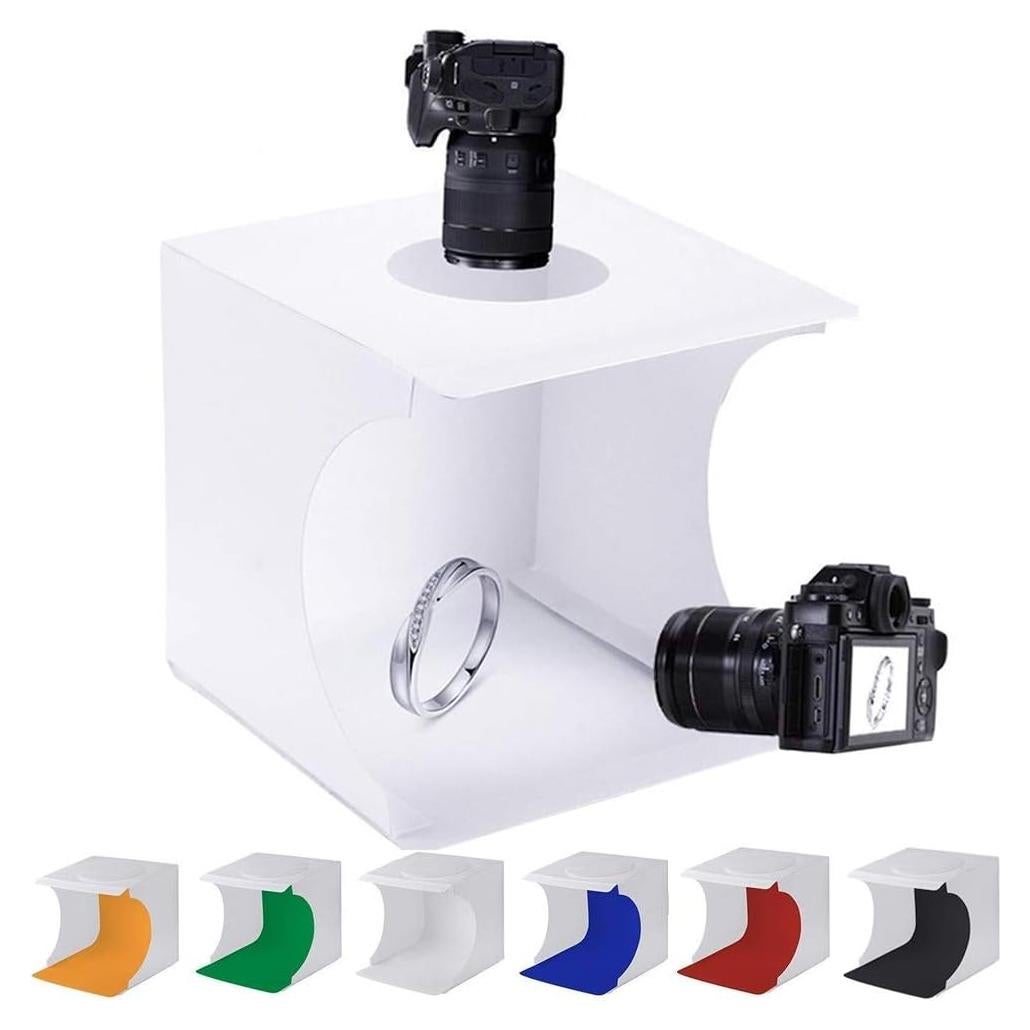 Mini Photo Studio Tent Jewelry Light Box Kit, SENLIXIN Portable Foldable Small Home Photography Studio Light Box Booth Shooting Tent with LED Light Strips - with 6 Color Background (20x20x20cm)