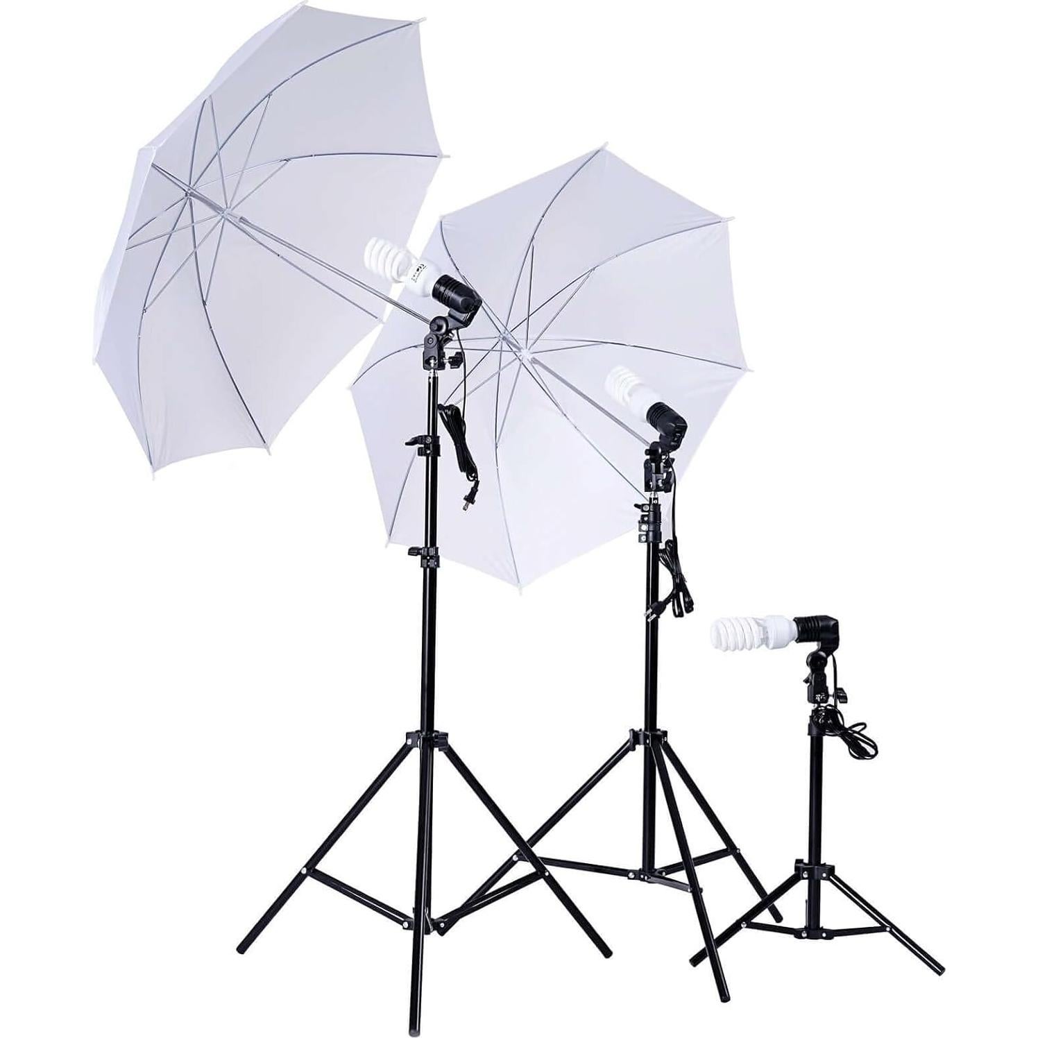 Kit de Iluminación Fotográfica Efavormart 600W con Paraguas y Fondos