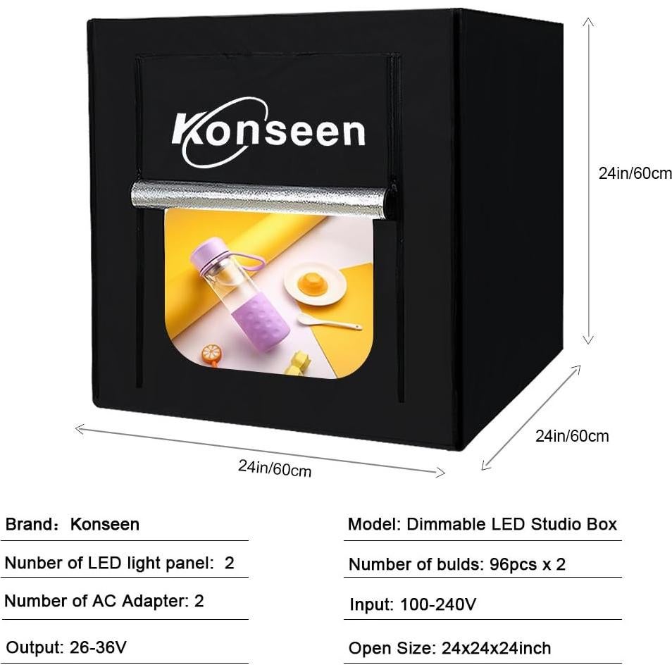 Caja de Luz Fotográfica Konseen 60x60cm LED Regulable 5500K