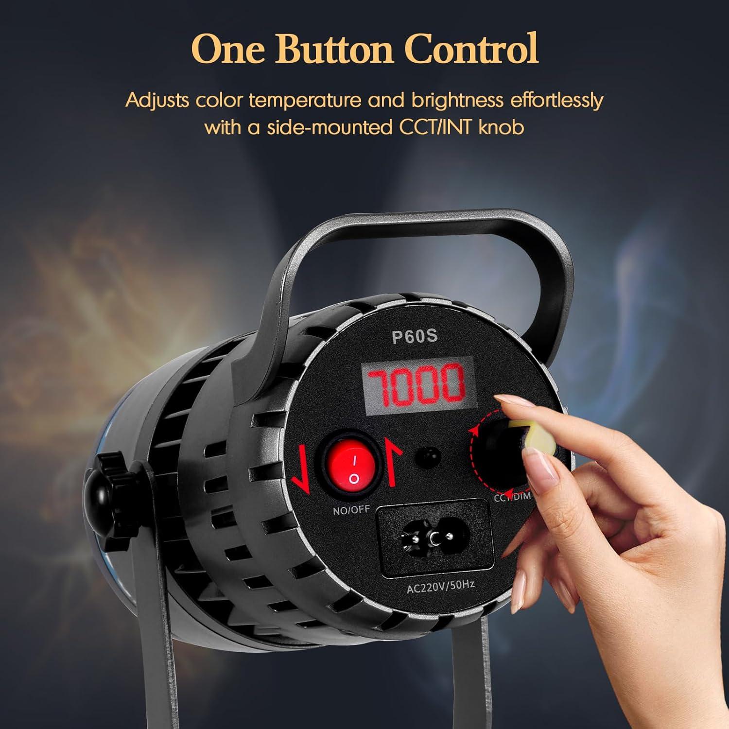 Yofuly Photography Video Lighting Kit, LED Studio Streaming Lights with Remote Control, 18°-60° Focus Range Adjustable, CCT 2800k-7000k, CRI 95+, Continuous Output Light for Tabletop Live Streaming