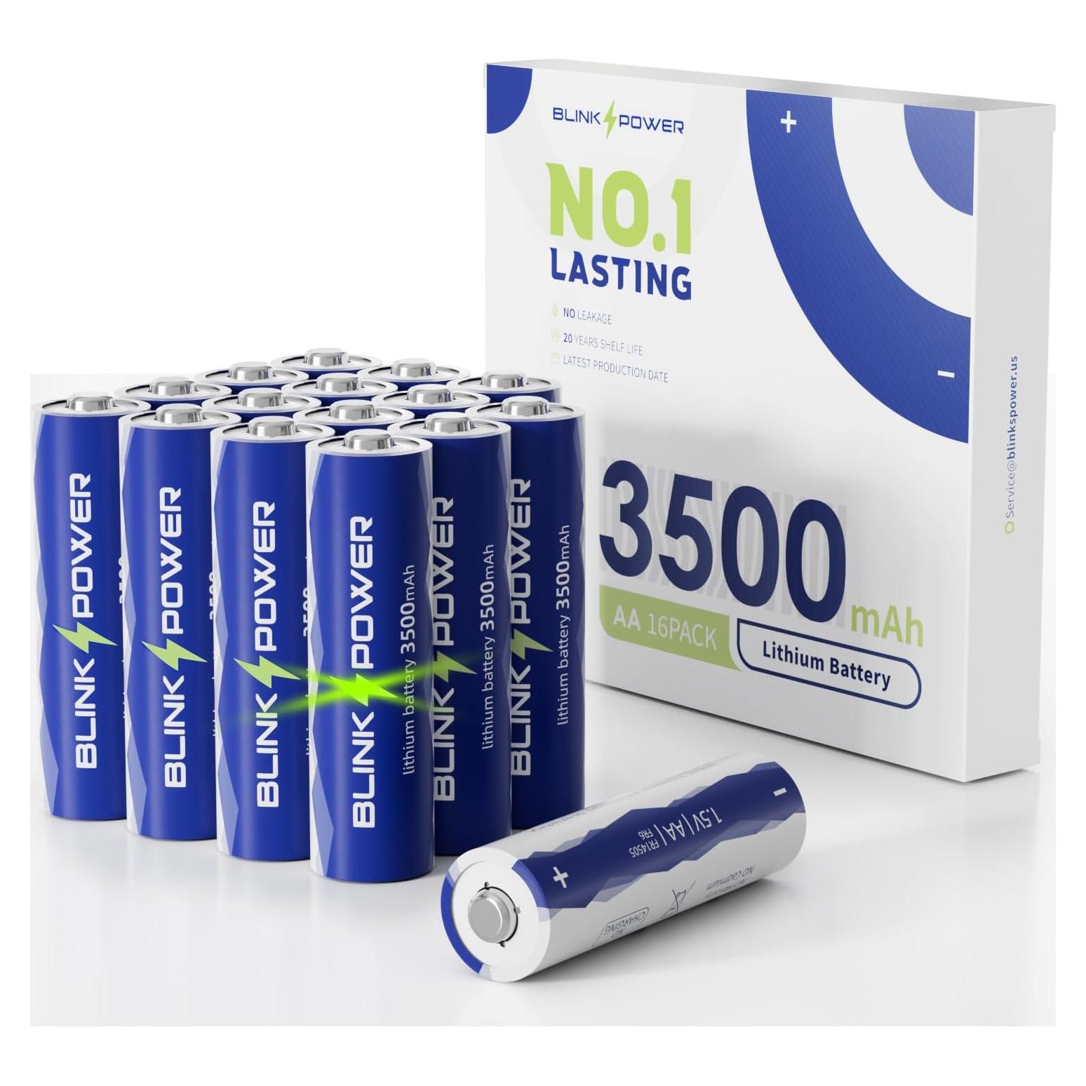 Baterías de Litio AA Blinkspower 16 Piezas 3500mAh No Recargables