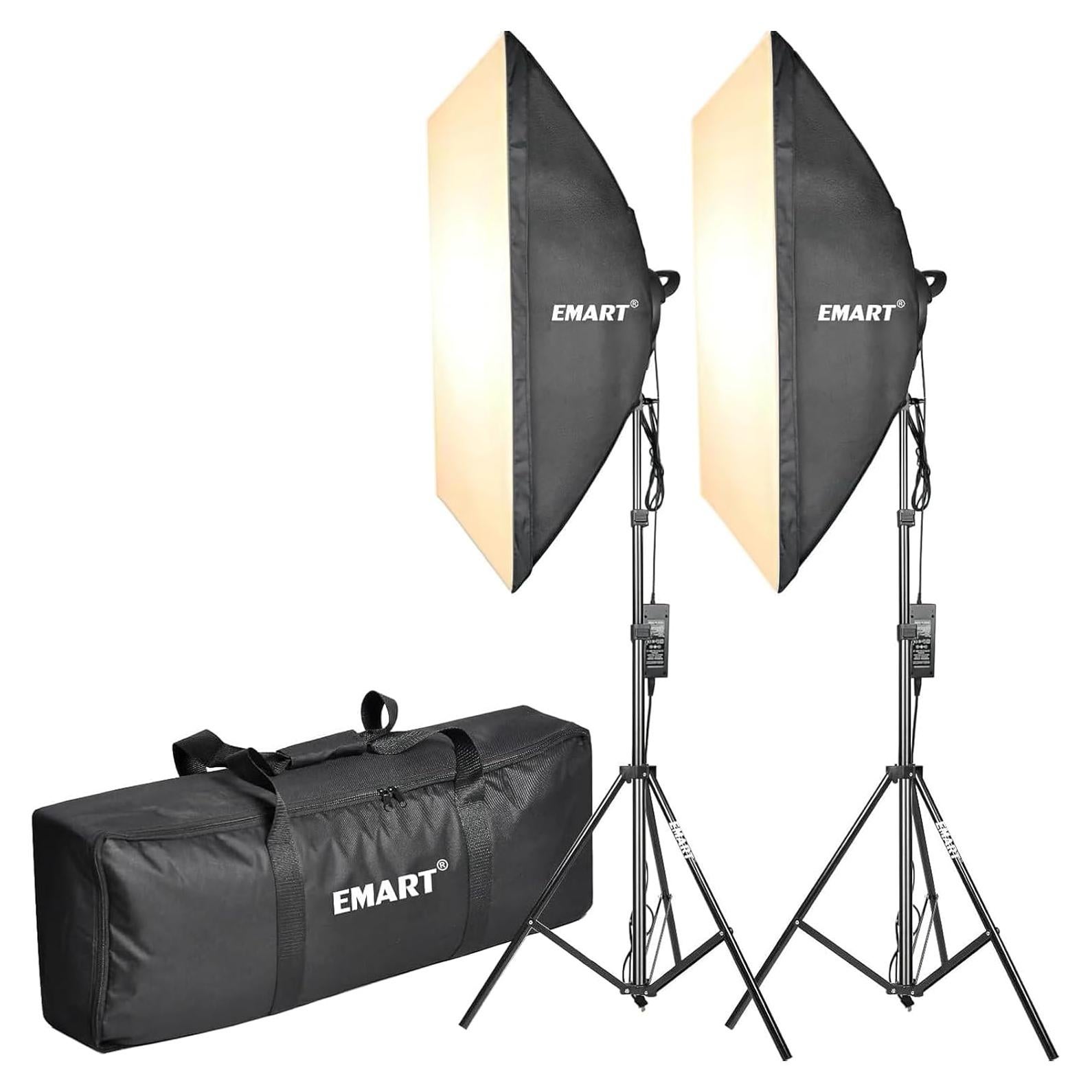 EMART Softbox Lighting Kit, 2700K-5500K 20"x 27" Soft Box Set, 45W Dimmable LED Light Bulbs, Photography Lighting Kit for Picture Light, Studio Lights, Video Recording, Photoshoot, Live Streaming