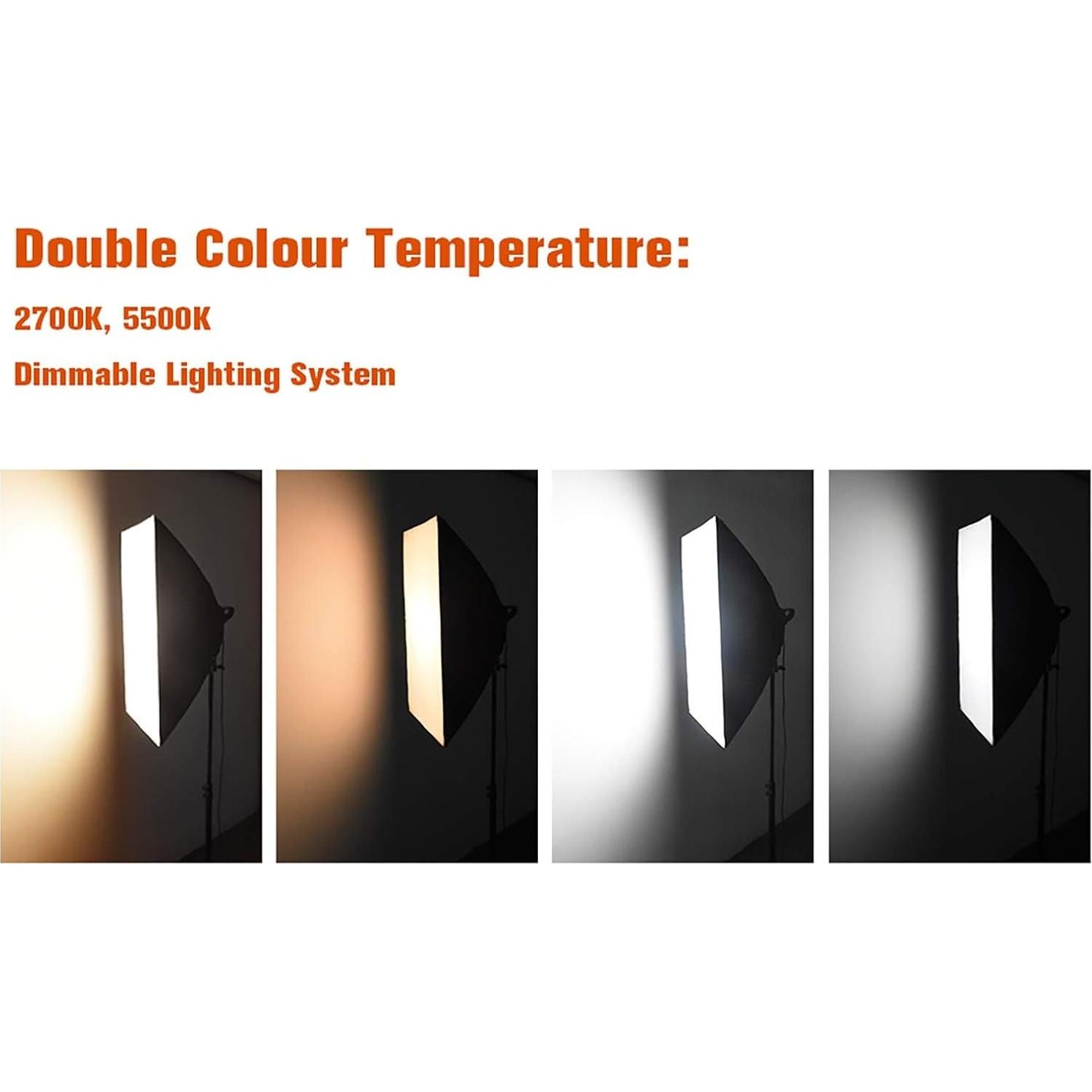 EMART Softbox Lighting Kit, 2700K-5500K 20"x 27" Soft Box Set, 45W Dimmable LED Light Bulbs, Photography Lighting Kit for Picture Light, Studio Lights, Video Recording, Photoshoot, Live Streaming