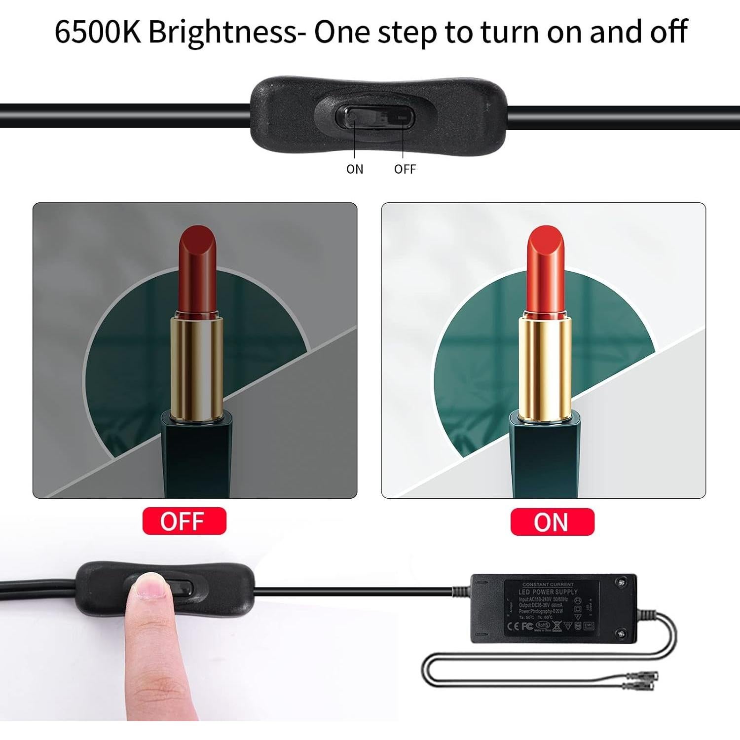 Photo Studio Light Box Photography 32"x32" with 100 LED and 6 Colors Backdrops Photo Box with Lights, Foldable Picture Box for Product Photography with 6500K Brightness