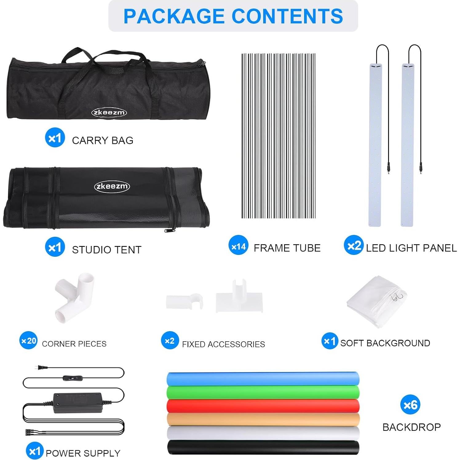 Photo Studio Light Box Photography 32"x32" with 100 LED and 6 Colors Backdrops Photo Box with Lights, Foldable Picture Box for Product Photography with 6500K Brightness