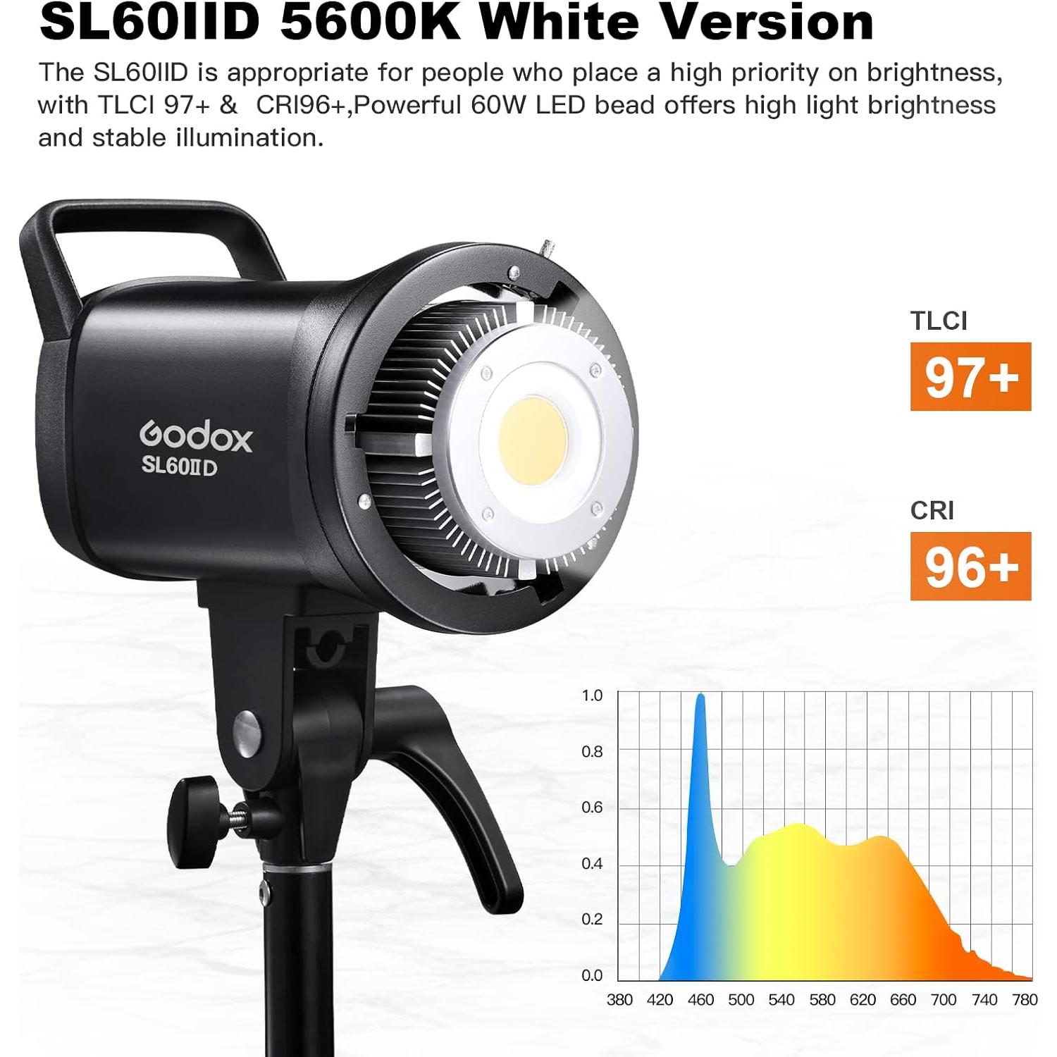 Kit de Luz LED Godox SL60IID 70W 5600K con Softbox 80x80cm