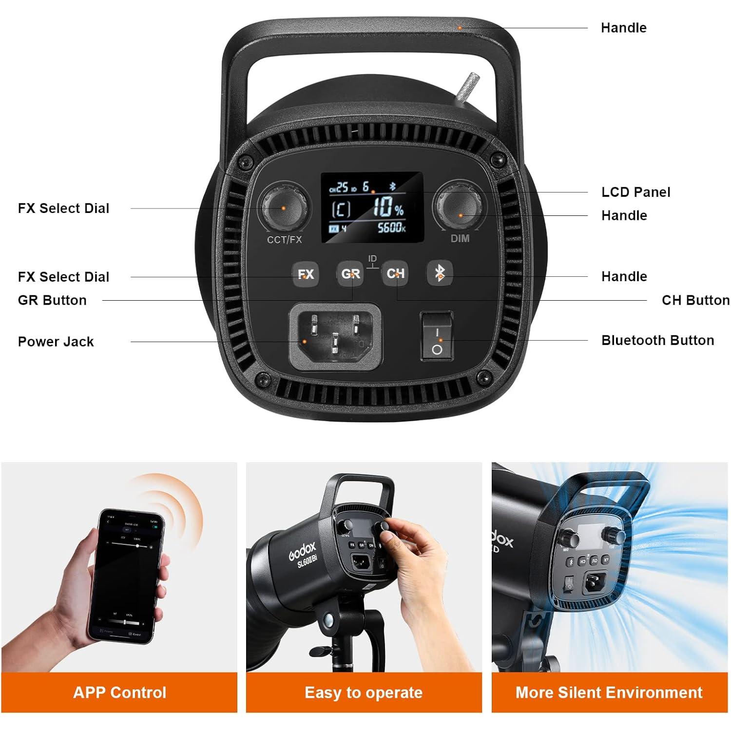 Kit de Luz LED Godox SL60IID 70W 5600K con Softbox 80x80cm