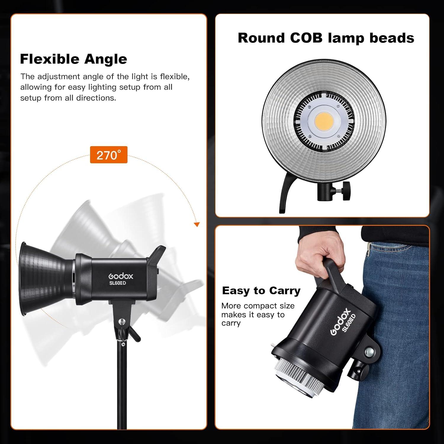 Kit de Luz LED Godox SL60IID 70W 5600K con Softbox 80x80cm