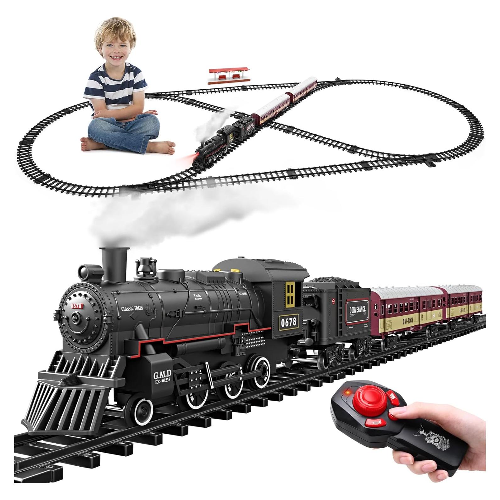 Juego de tren eléctrico LCF con control remoto y vías 177,8 cm
