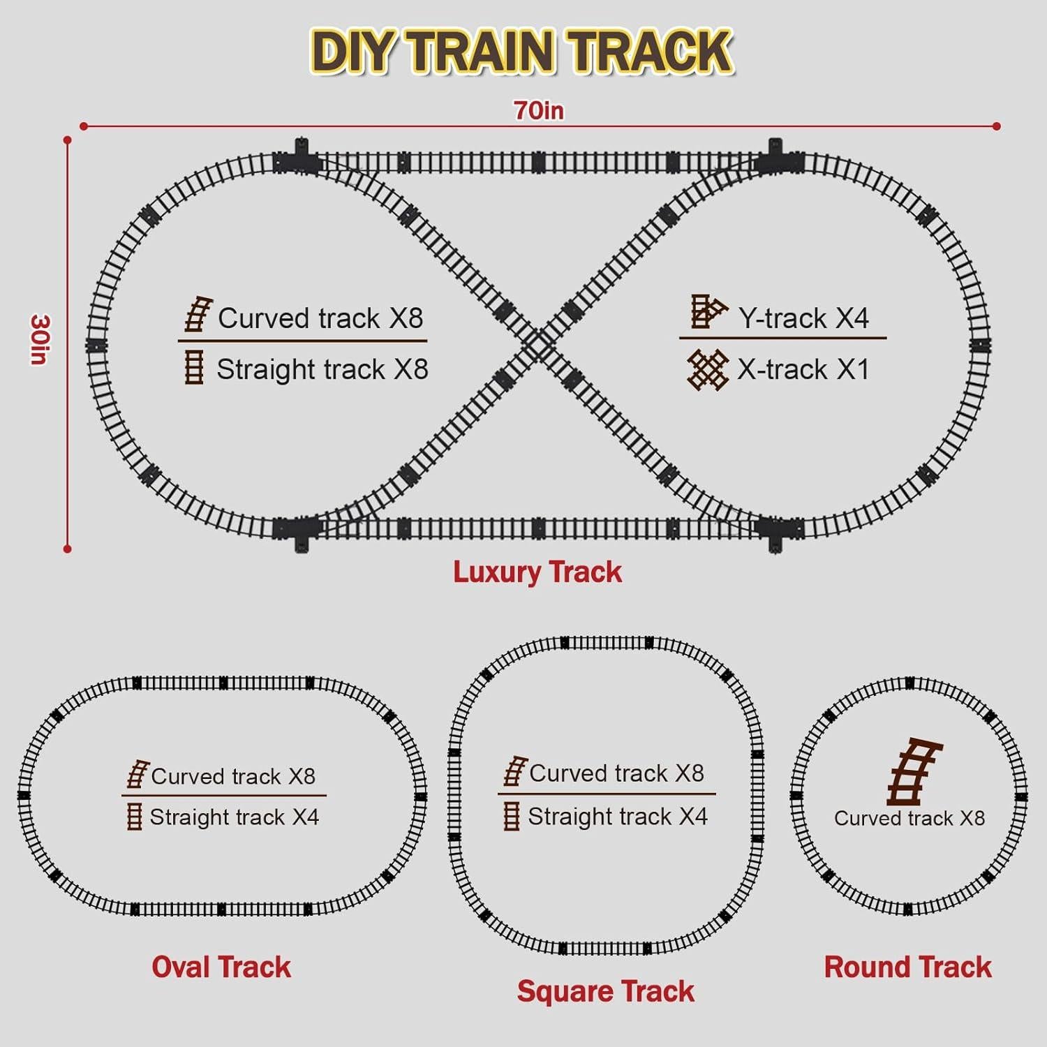 Juego de tren eléctrico LCF con control remoto y vías 177,8 cm