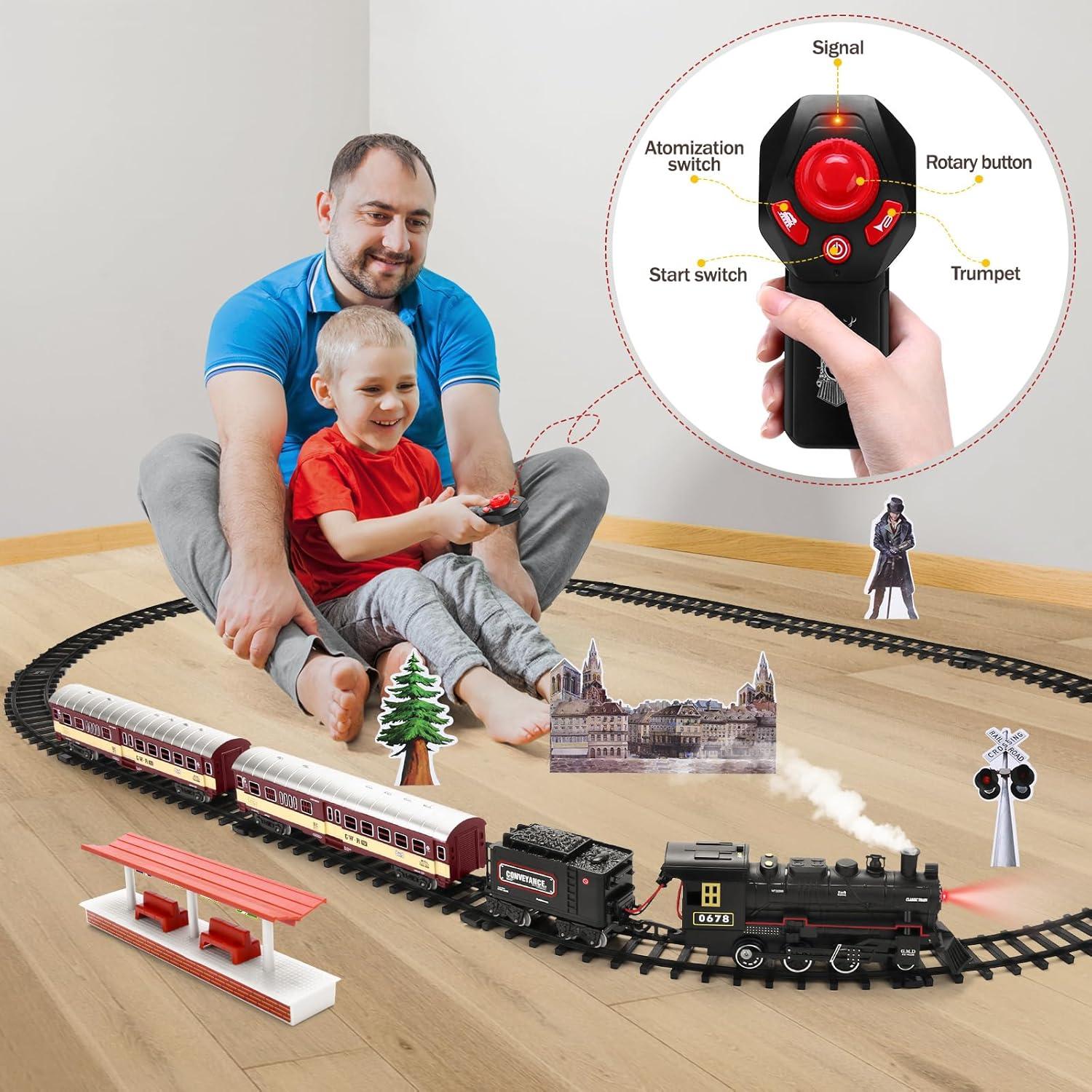 Juego de tren eléctrico LCF con control remoto y vías 177,8 cm