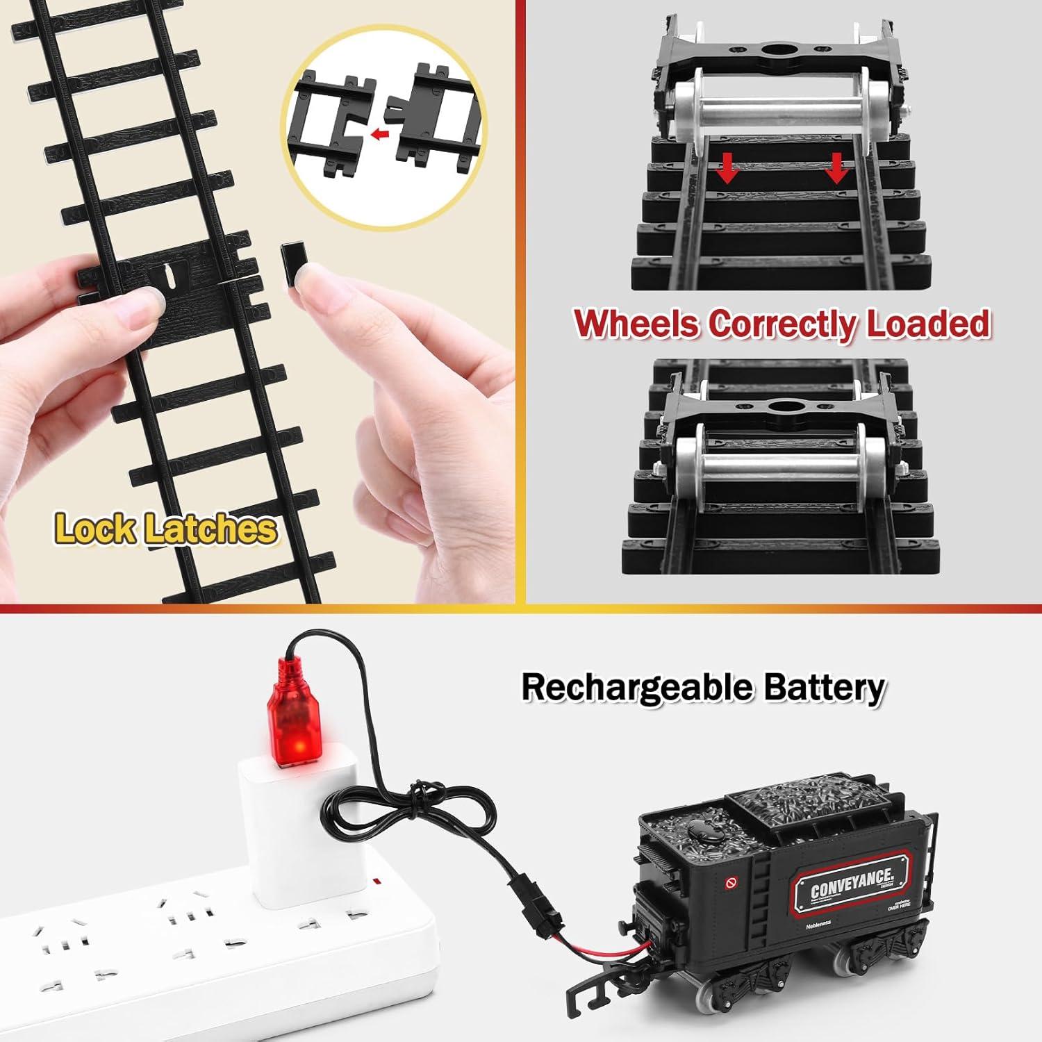 Juego de tren eléctrico LCF con control remoto y vías 177,8 cm