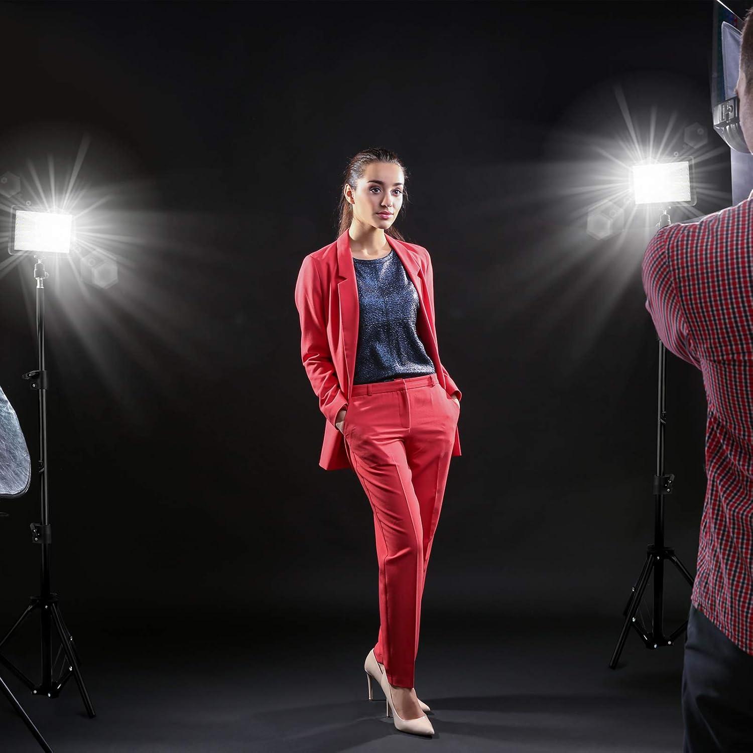 Kit de 2 luces LED Obeamiu 5600K con trípode y filtros