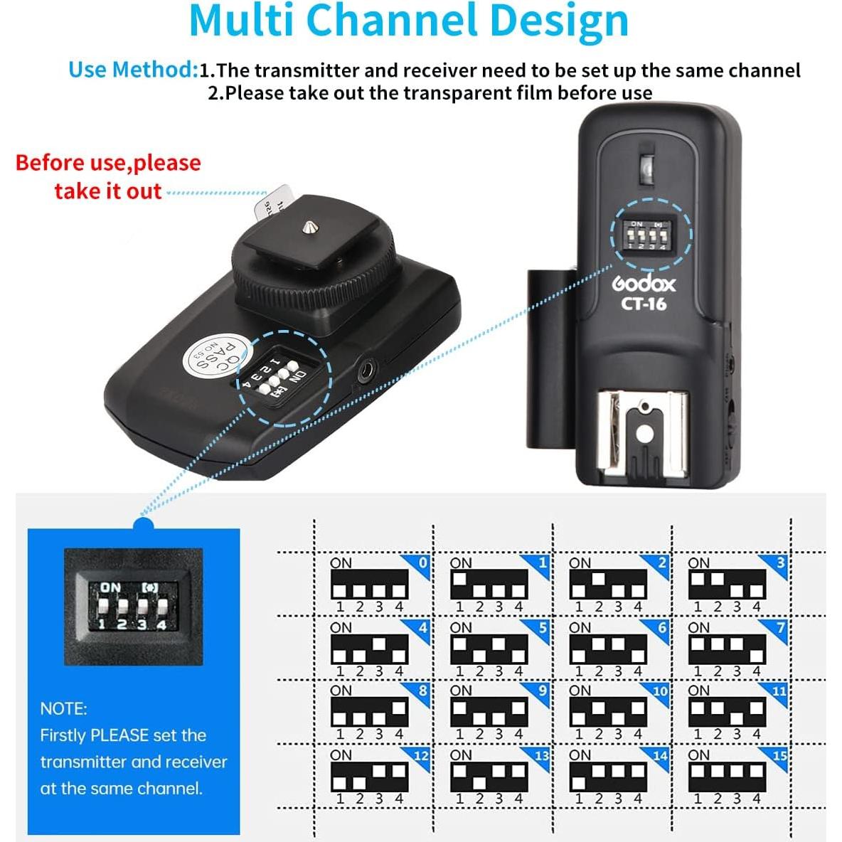 Kit de Disparador de Flash Inalámbrico Godox CT-16 para DSLR