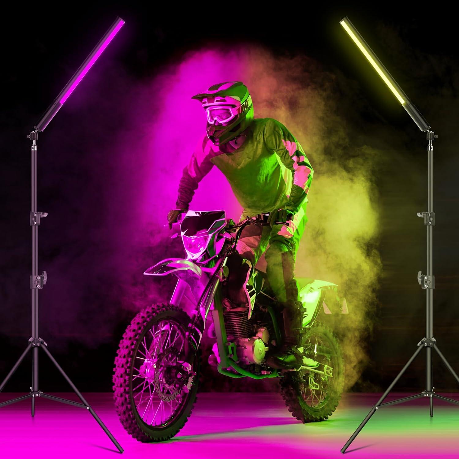 Paquete de 2 Varas de Luz LED RGB uyled con Trípode y Control Remoto