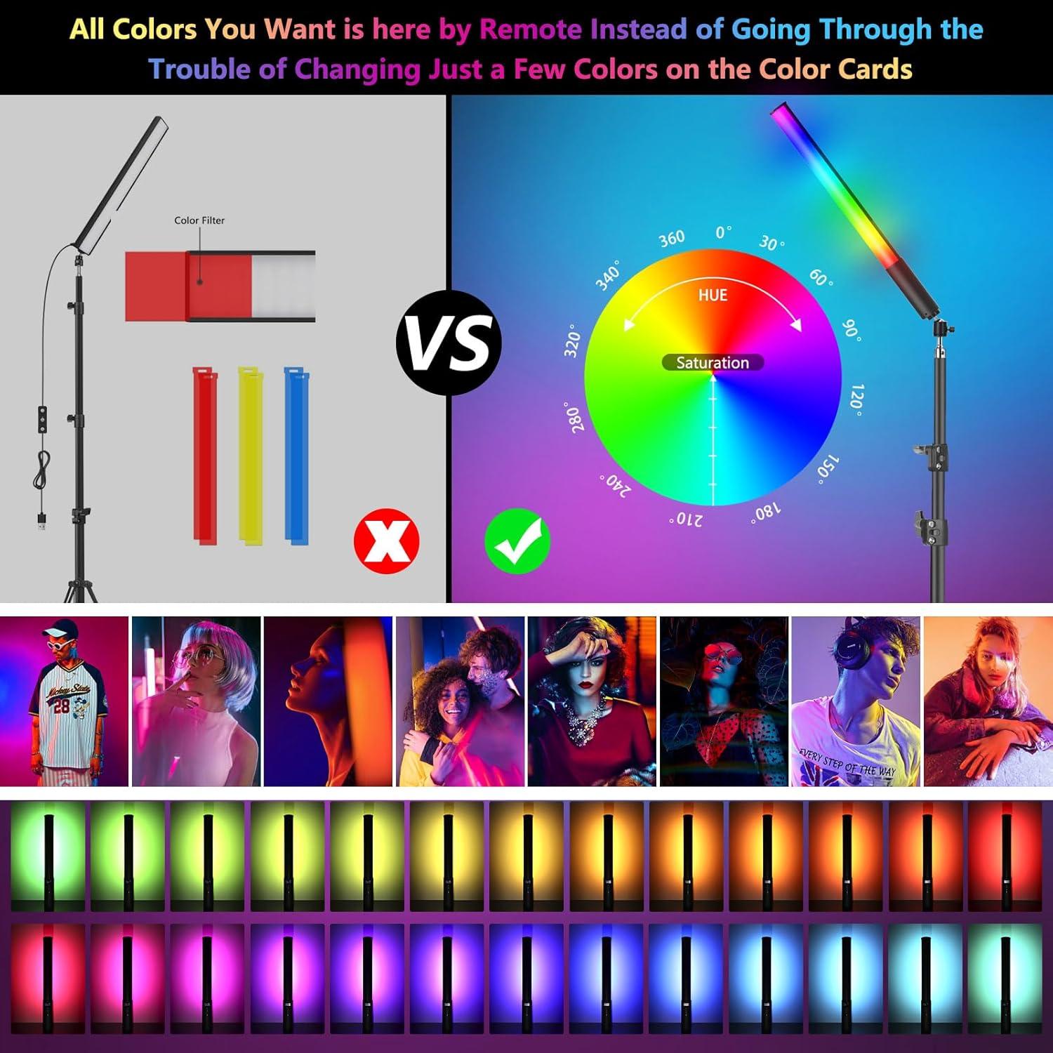 Paquete de 2 Varas de Luz LED RGB uyled con Trípode y Control Remoto