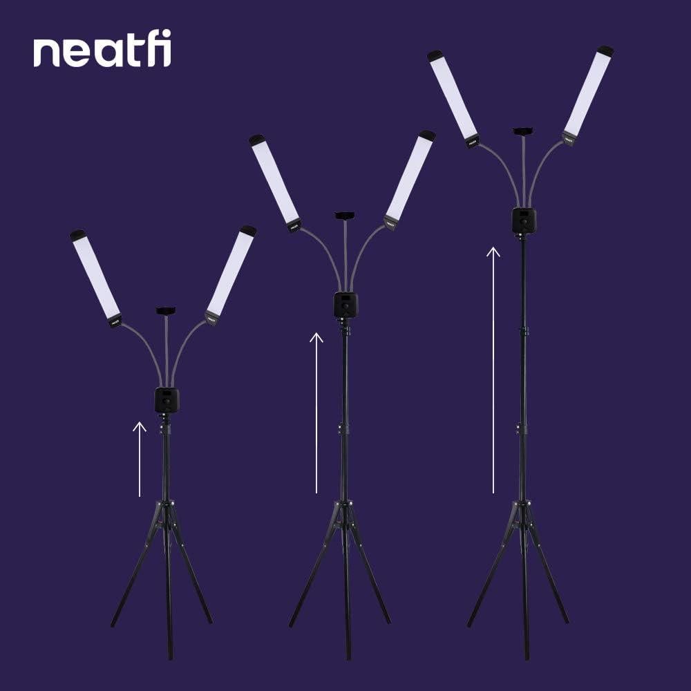 Neatfi (New Model) Supreme LED Light Kit, 3600 Lumens, 40W, 3 Color Modes, for Makeup and Tattoo Artists, Filming & Photography with Adjustable Tripod and Flexible Phone Holder (Black)