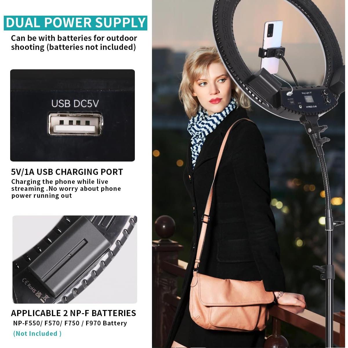 Kit Luz de Anillo LED 48 cm FEIFANTEAM Ajustable 45W