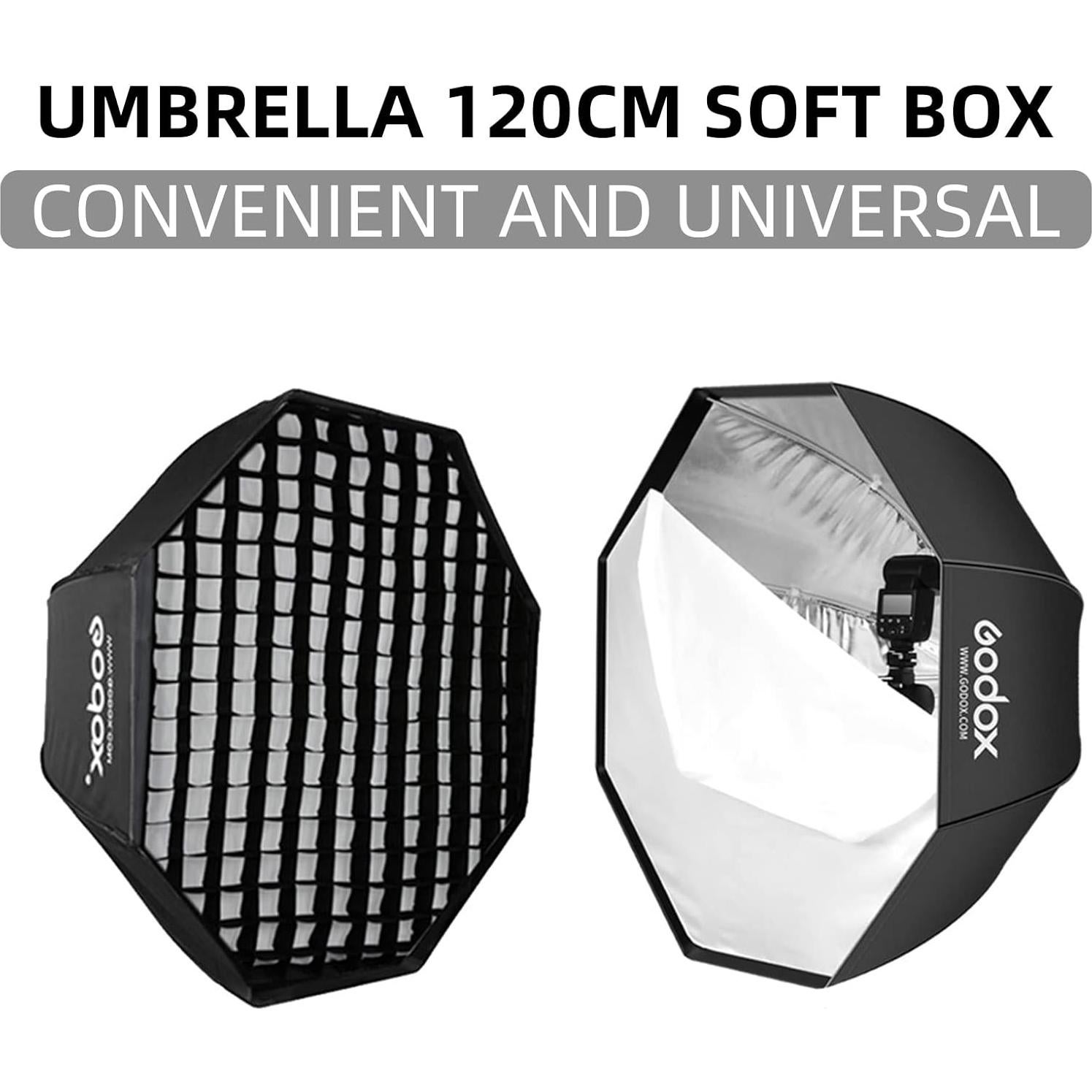 Godox Softbox Octagonal 120cm con Rejilla y Soporte Tipo E