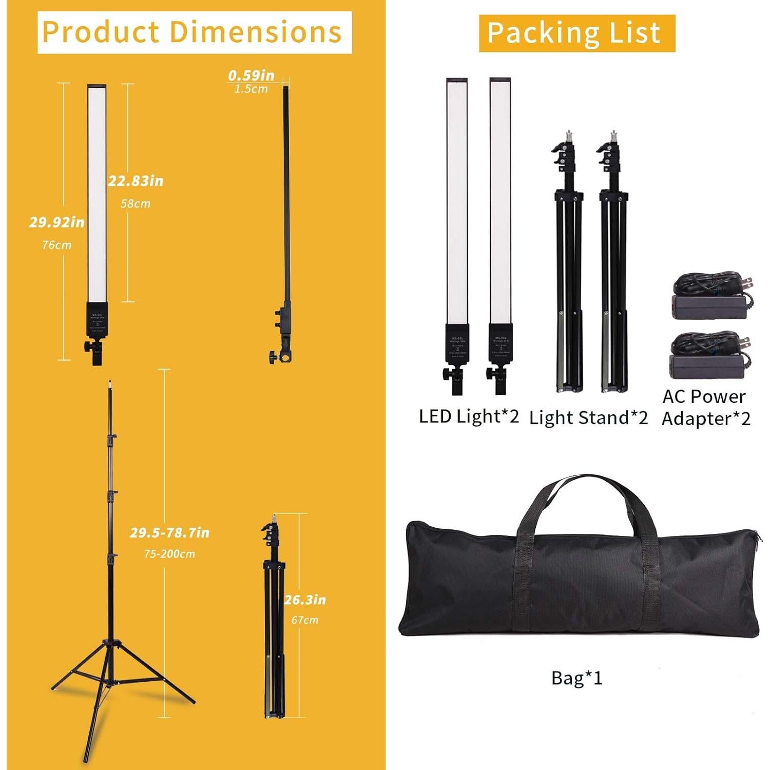 Kit de Luz LED Fotográfica Regulable GSKAIWEN 36W 60cm