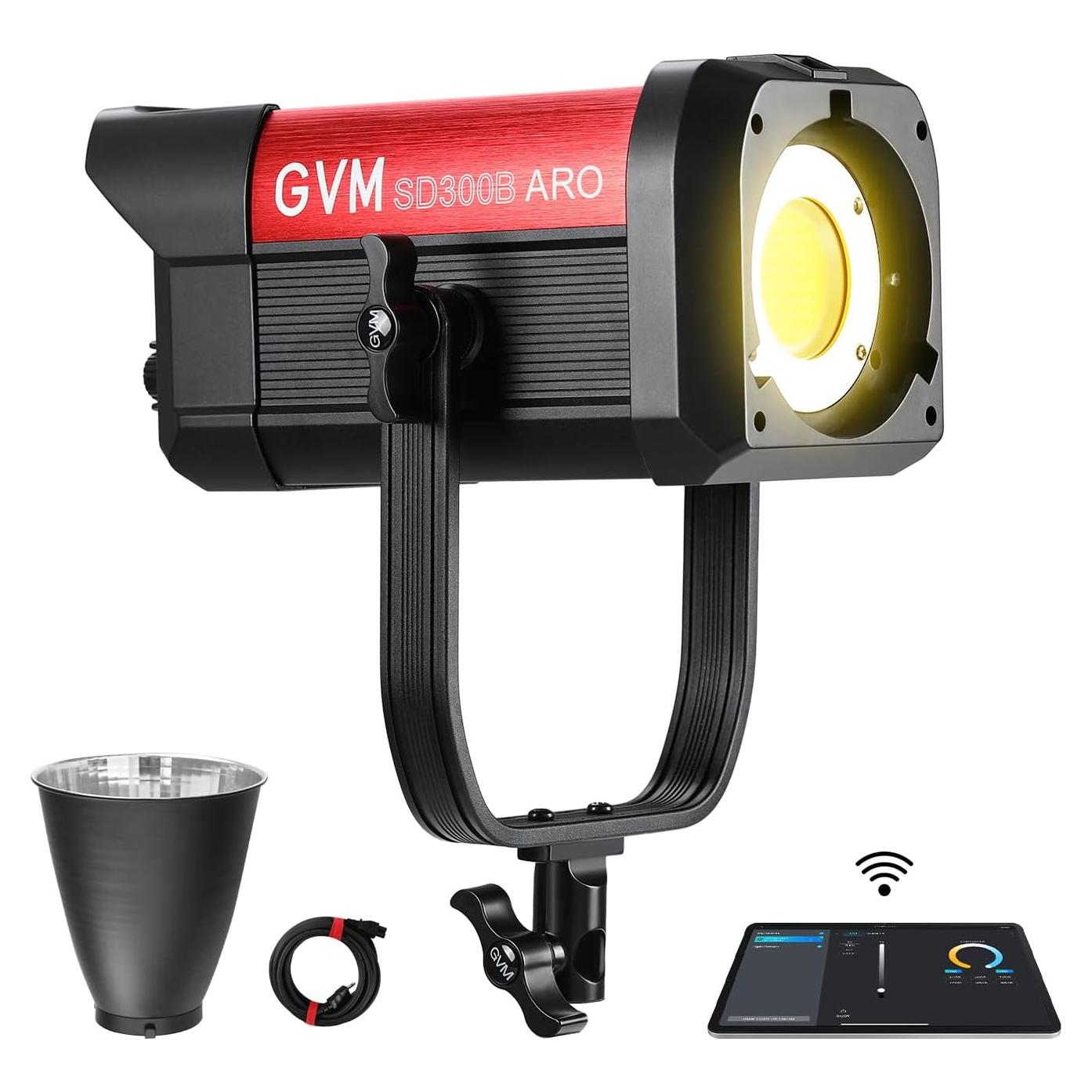 GVM 300W LED Video Light, 221950lux/1m, ARO SD300B Photography Lighting Kit with APP Control, 2700K-6800K Studio Light Continuous Lighting Kit for YouTube,Film,12 Scene Effects