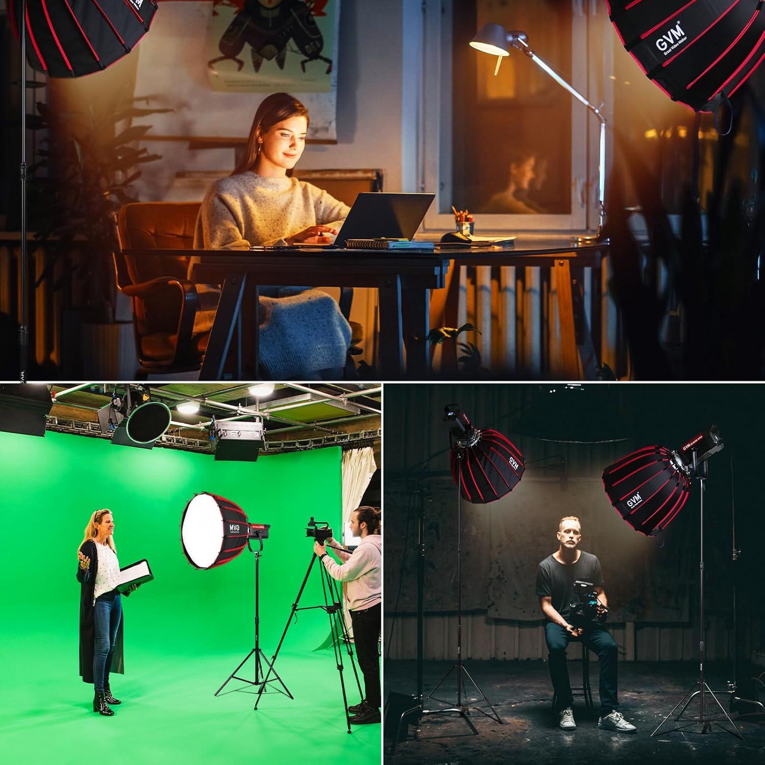 GVM 300W LED Video Light, 221950lux/1m, ARO SD300B Photography Lighting Kit with APP Control, 2700K-6800K Studio Light Continuous Lighting Kit for YouTube,Film,12 Scene Effects