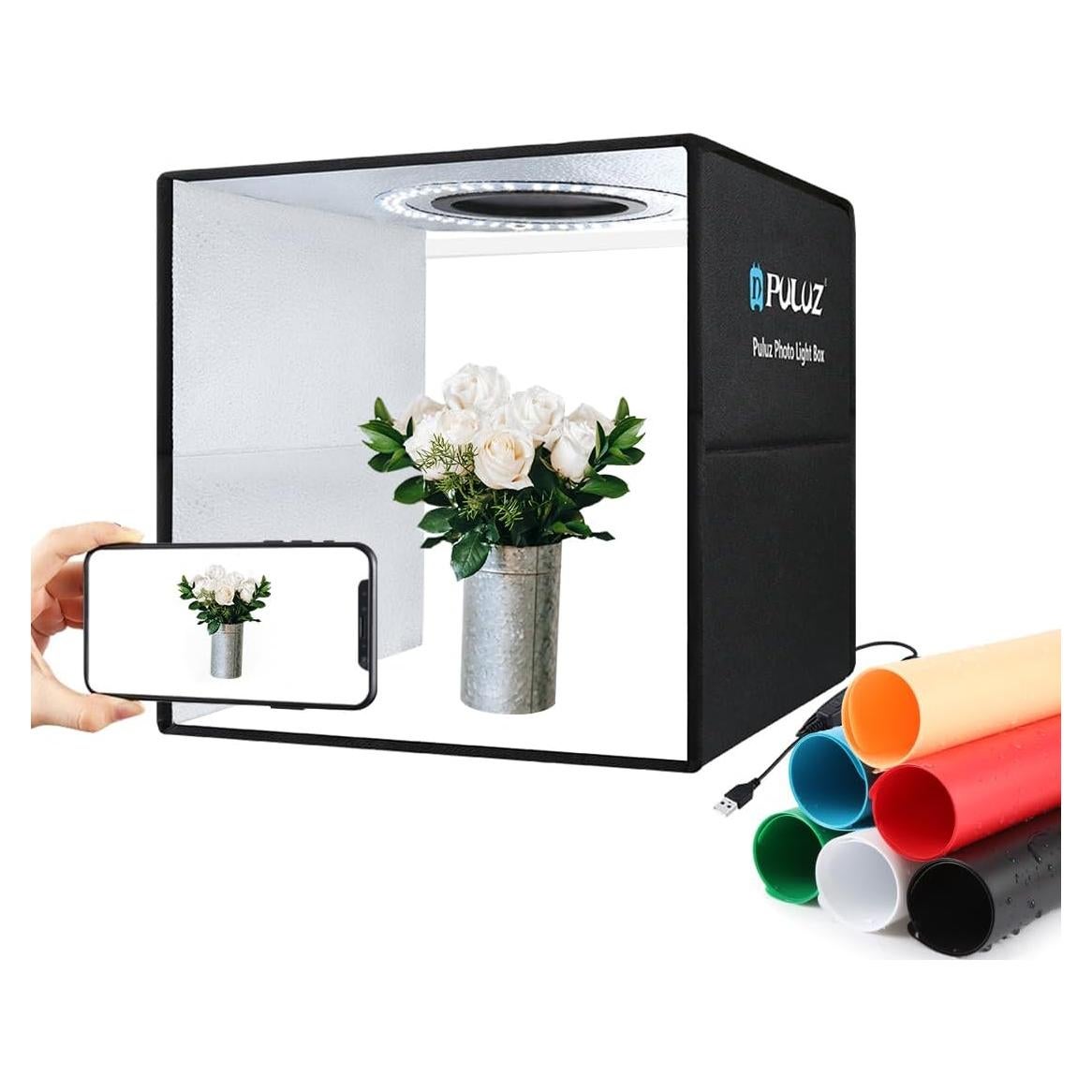 Caja de Luz PULUZ 30cm con Brillo Ajustable y 6 Fondos