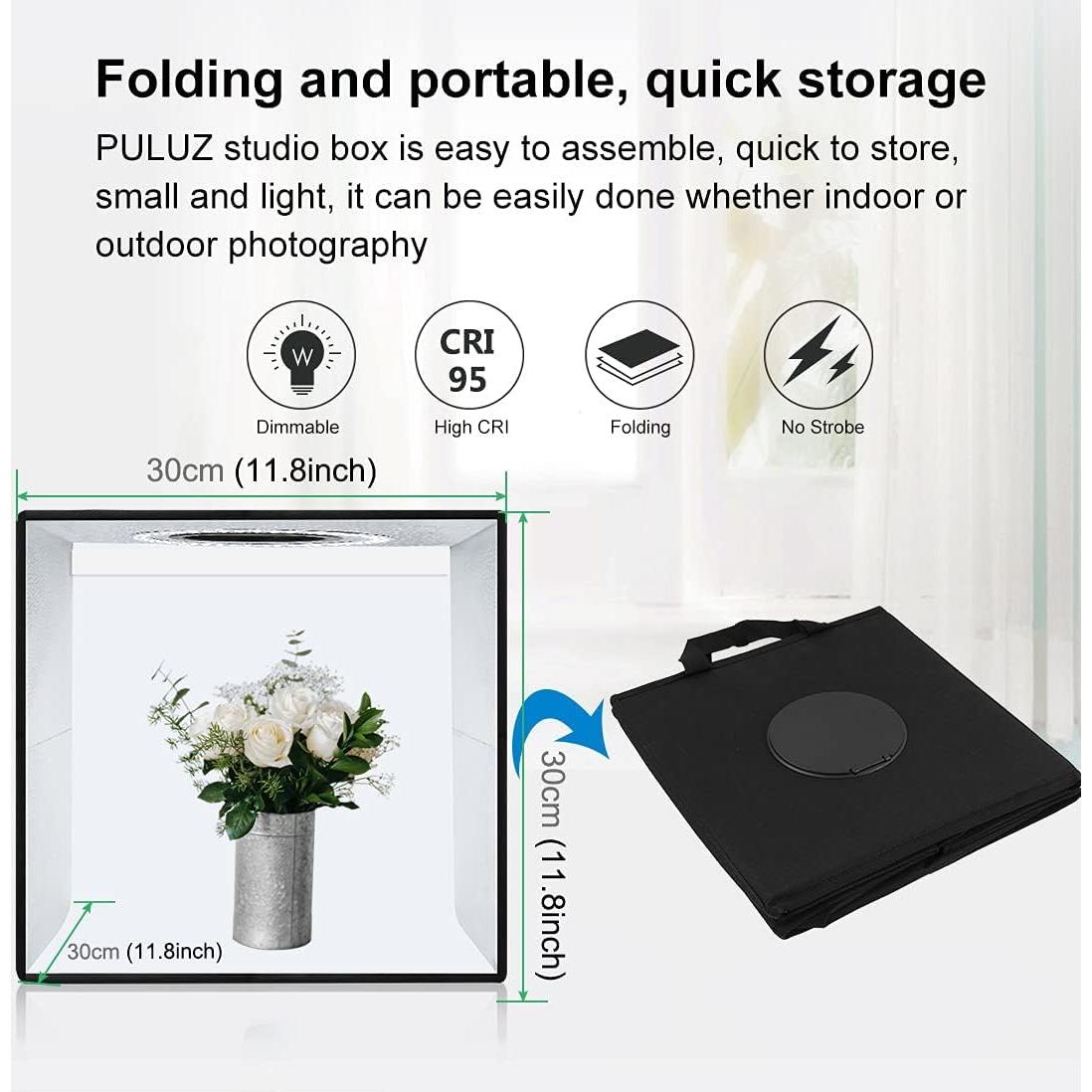 Caja de Luz PULUZ 30cm con Brillo Ajustable y 6 Fondos