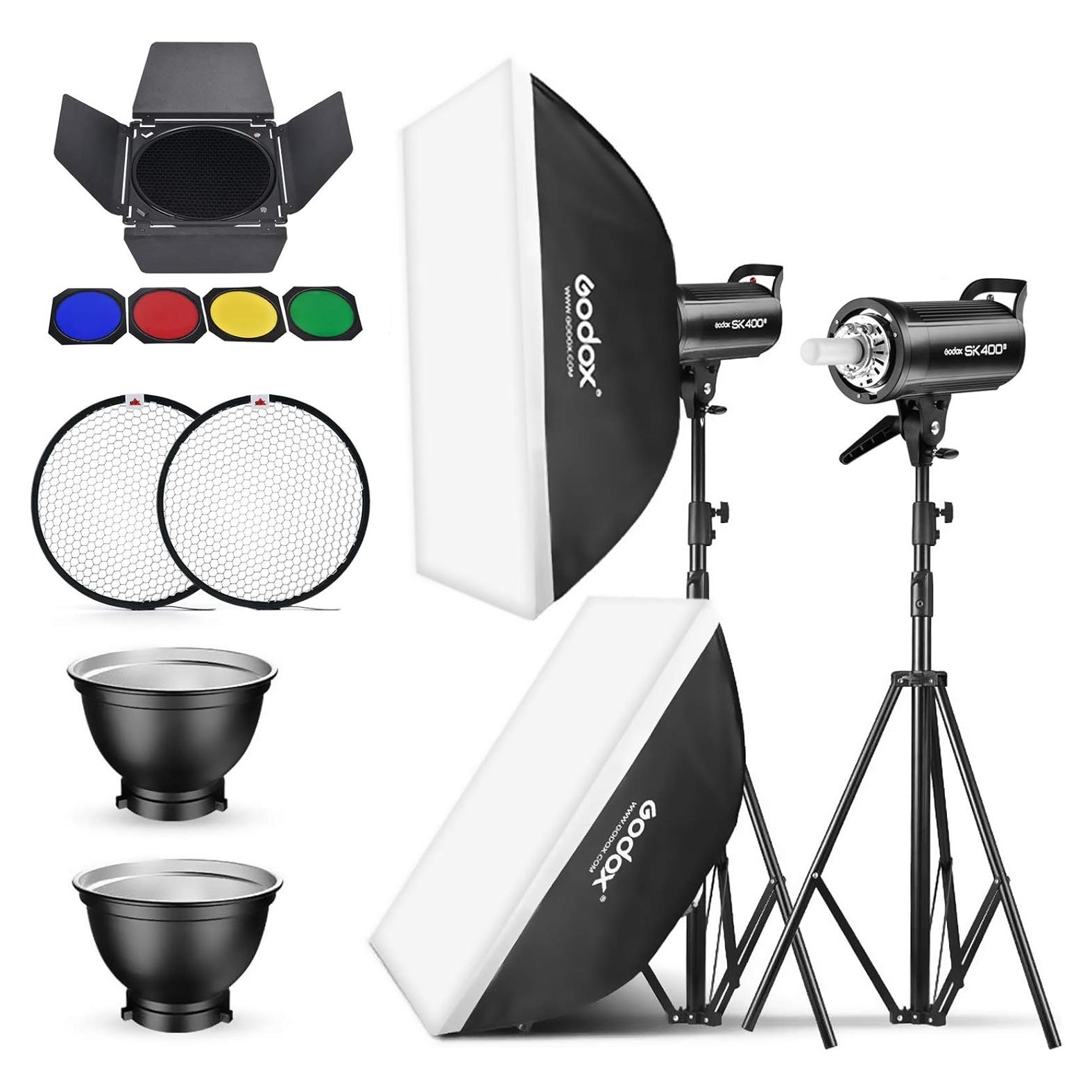 Kit de Flash de Estudio Godox SK400II 800Ws con Softbox y Soporte