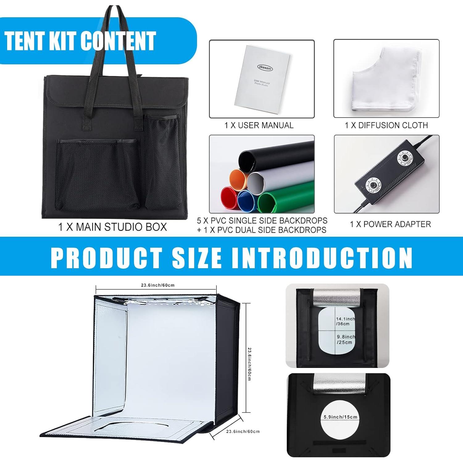 Caja de Luz Fotográfica ZKEEZM 60x60cm 240 LEDs Bi-Color