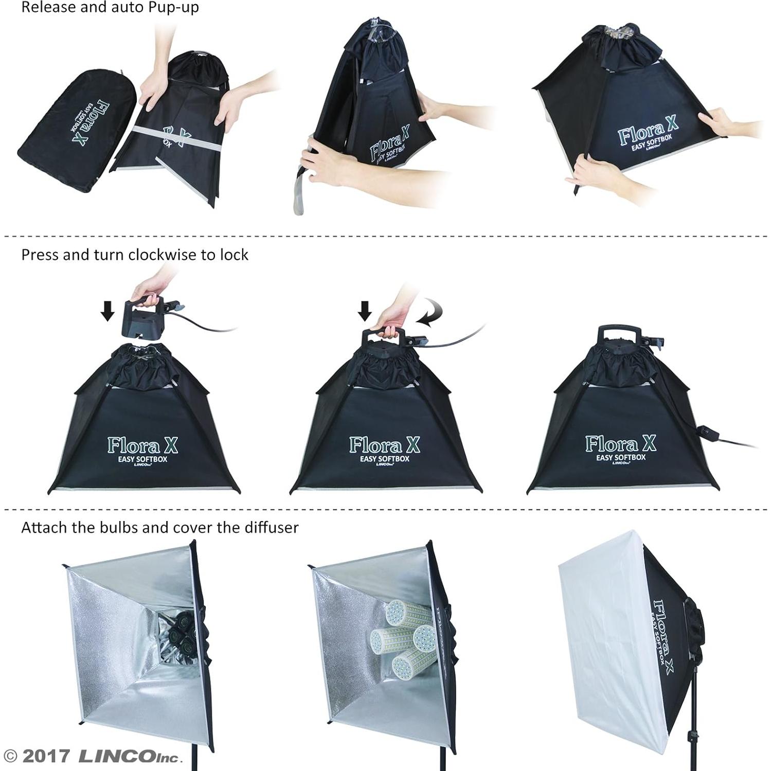 Luz de Fotografía LED LINCO Flora X 11200 Lúmenes Softbox 50.8cm