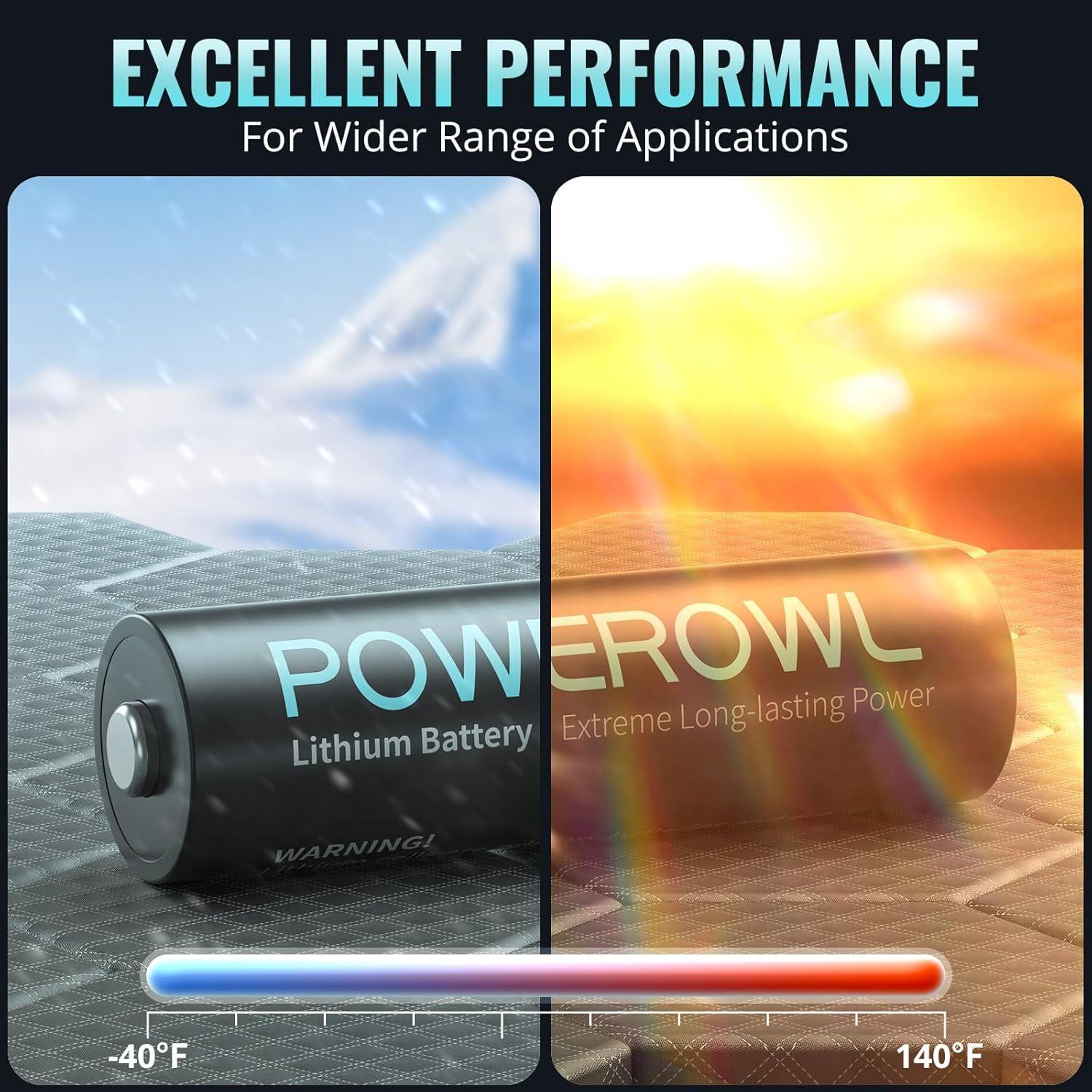 Baterías de Litio POWEROWL AA 24 Piezas 3400mAh 1.5V