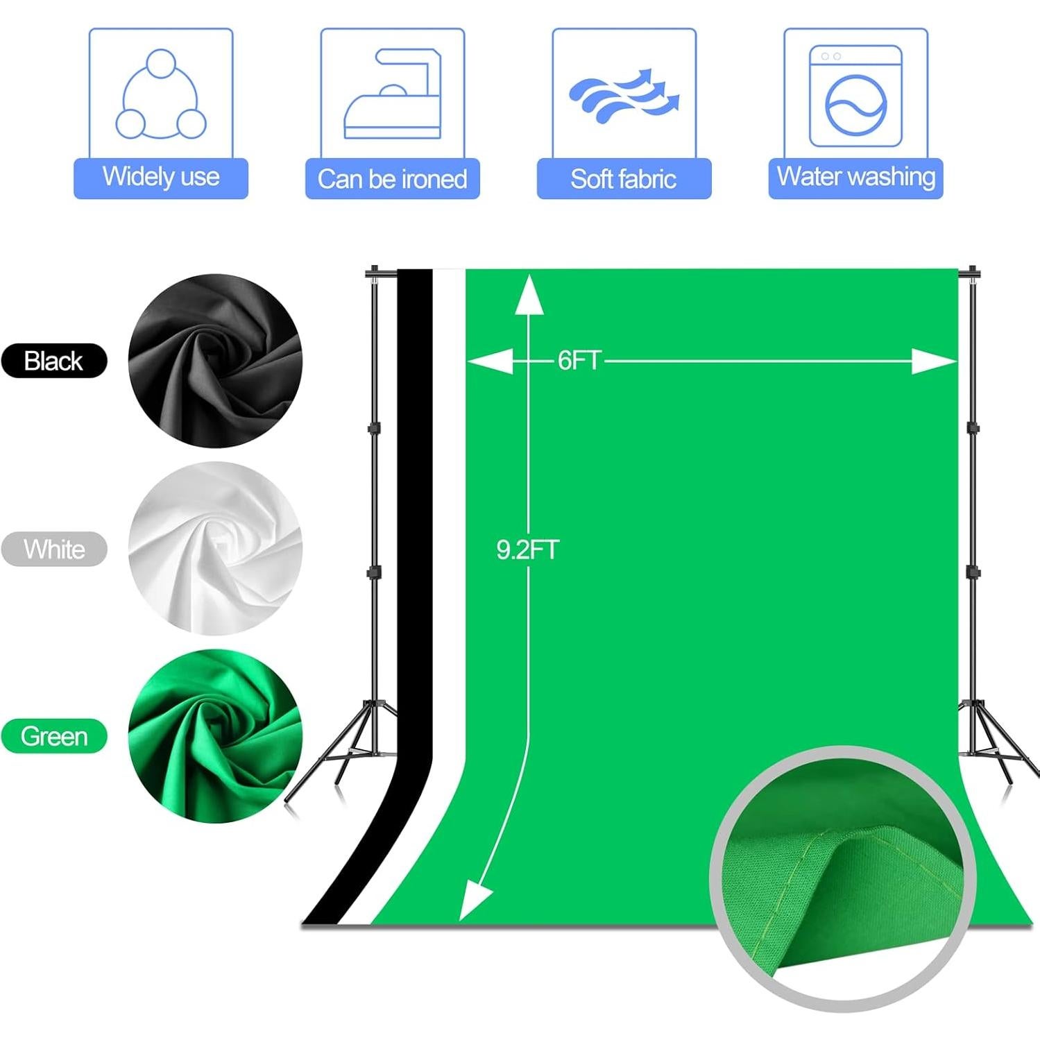Kit de Soporte para Fondo de Fotografía EMART 2.13x3.05m Ajustable
