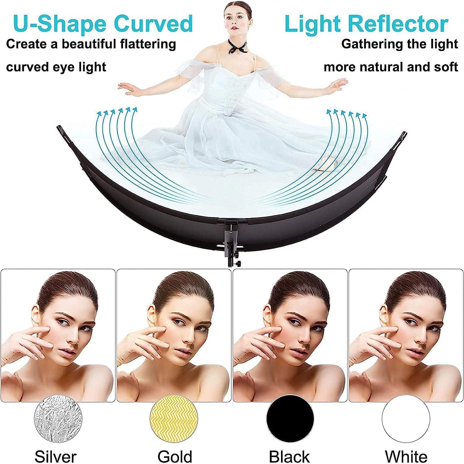 Difusor Reflector de Luz Clamshell YUOCU 180x60cm con Soporte
