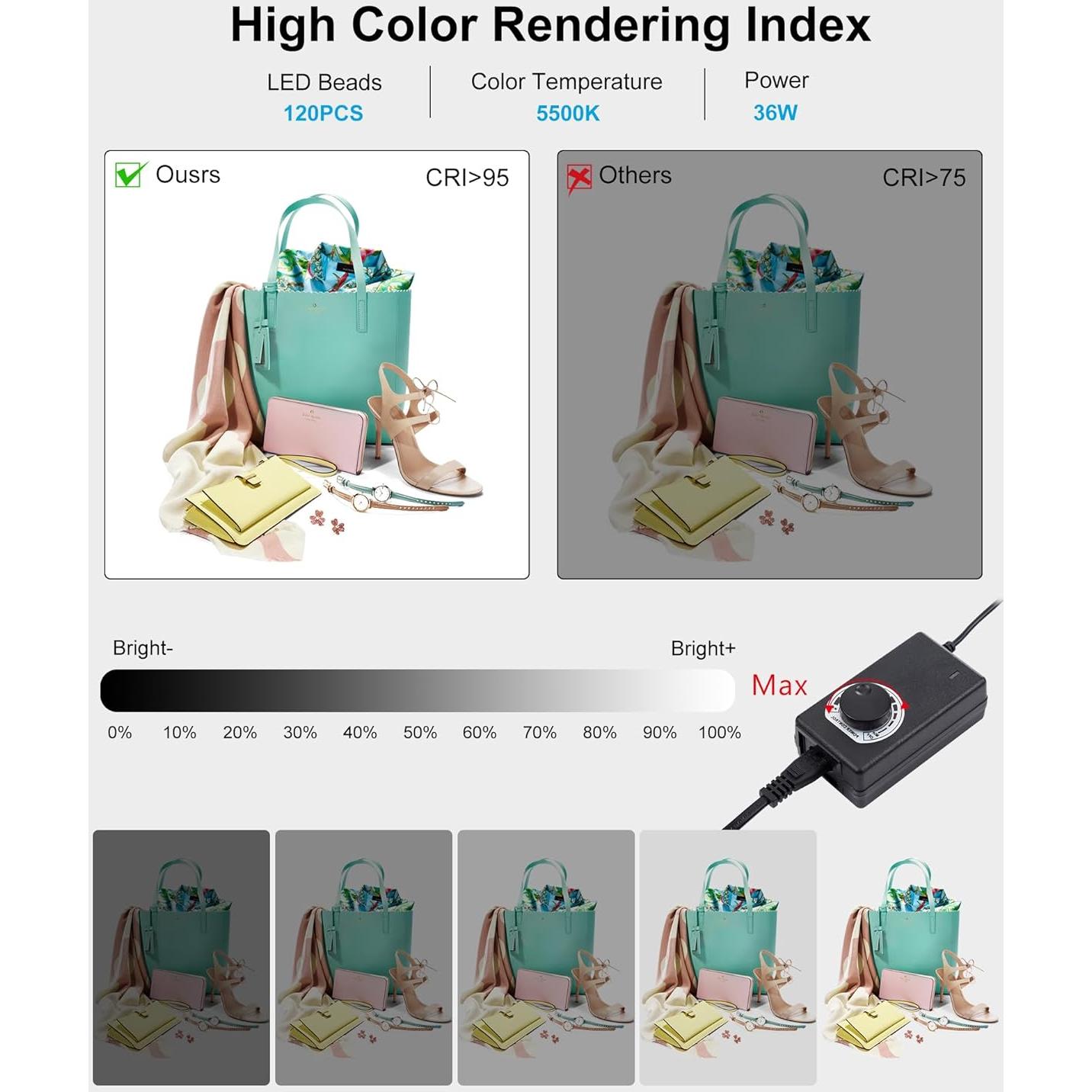 Caja de Luz Fotográfica PULUZ 60cm con 120 LED y 6 Fondos