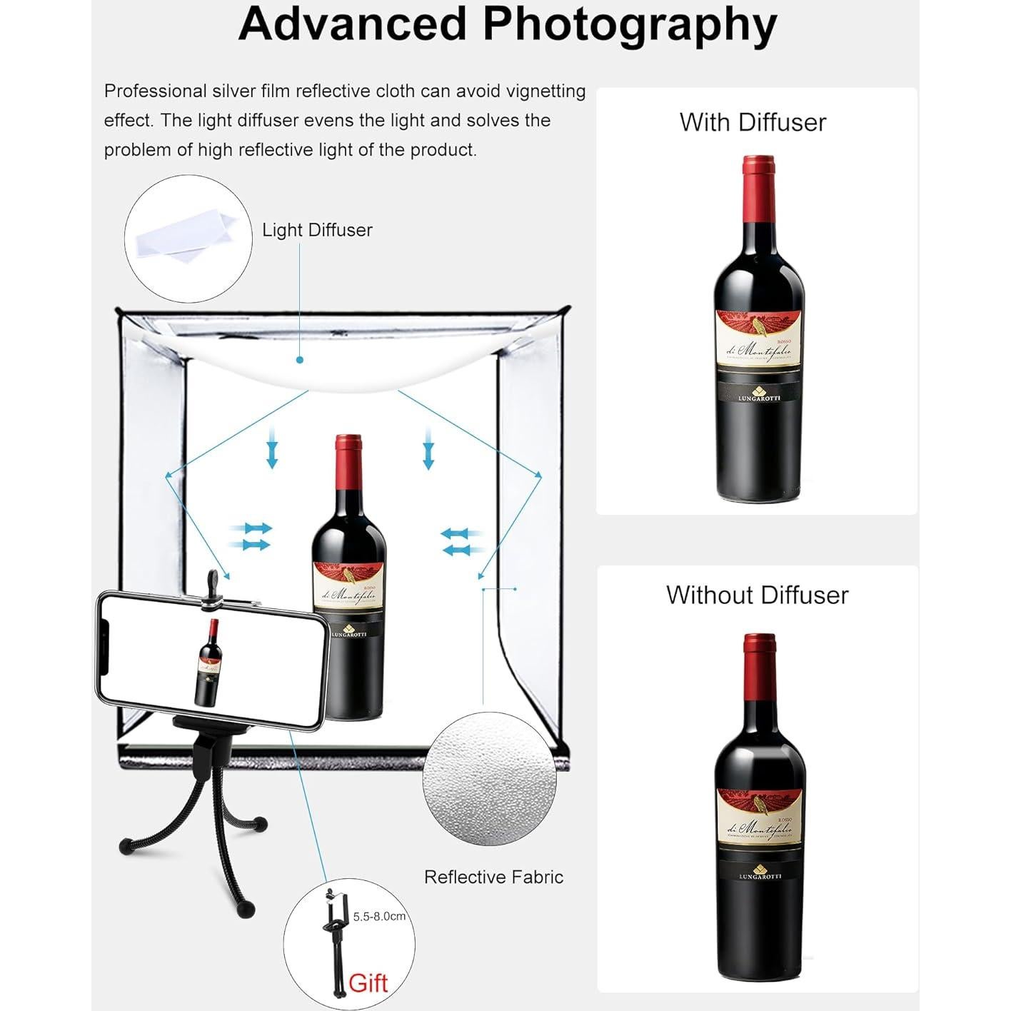 Caja de Luz Fotográfica PULUZ 60cm con 120 LED y 6 Fondos