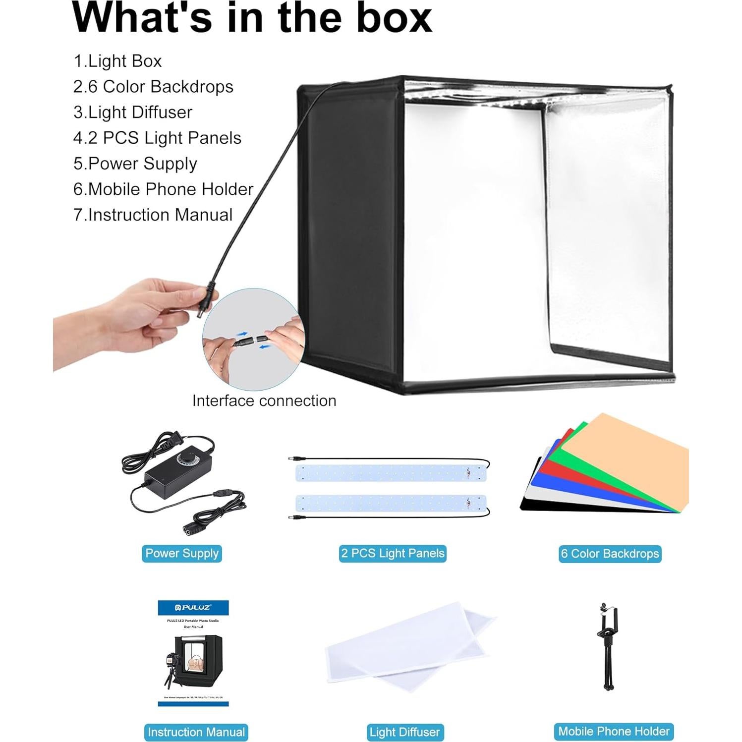 Caja de Luz Fotográfica PULUZ 60cm con 120 LED y 6 Fondos