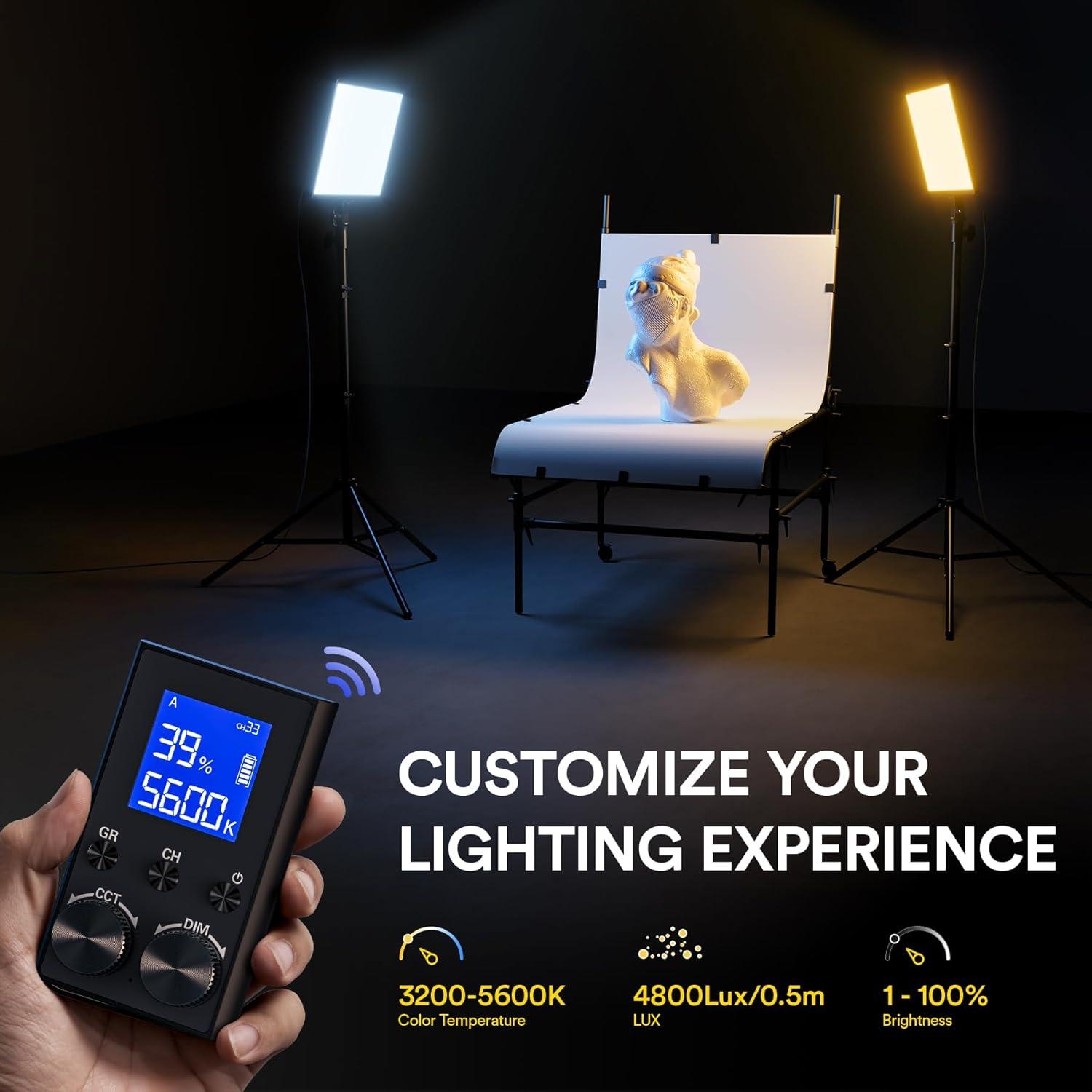 Kit de Iluminación LED RaLeno VL-S300K 45W 2-Pack con Soporte 190.5cm