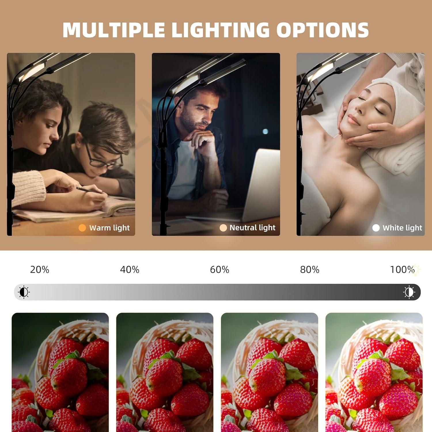 Four-arm LED Photography Light,with Tripod Light Stand and 2.4G Remote,2800k-6500k Fill Light for Live Stream Video Recording Eyebrow Tattoo Makeup YouTube Videos