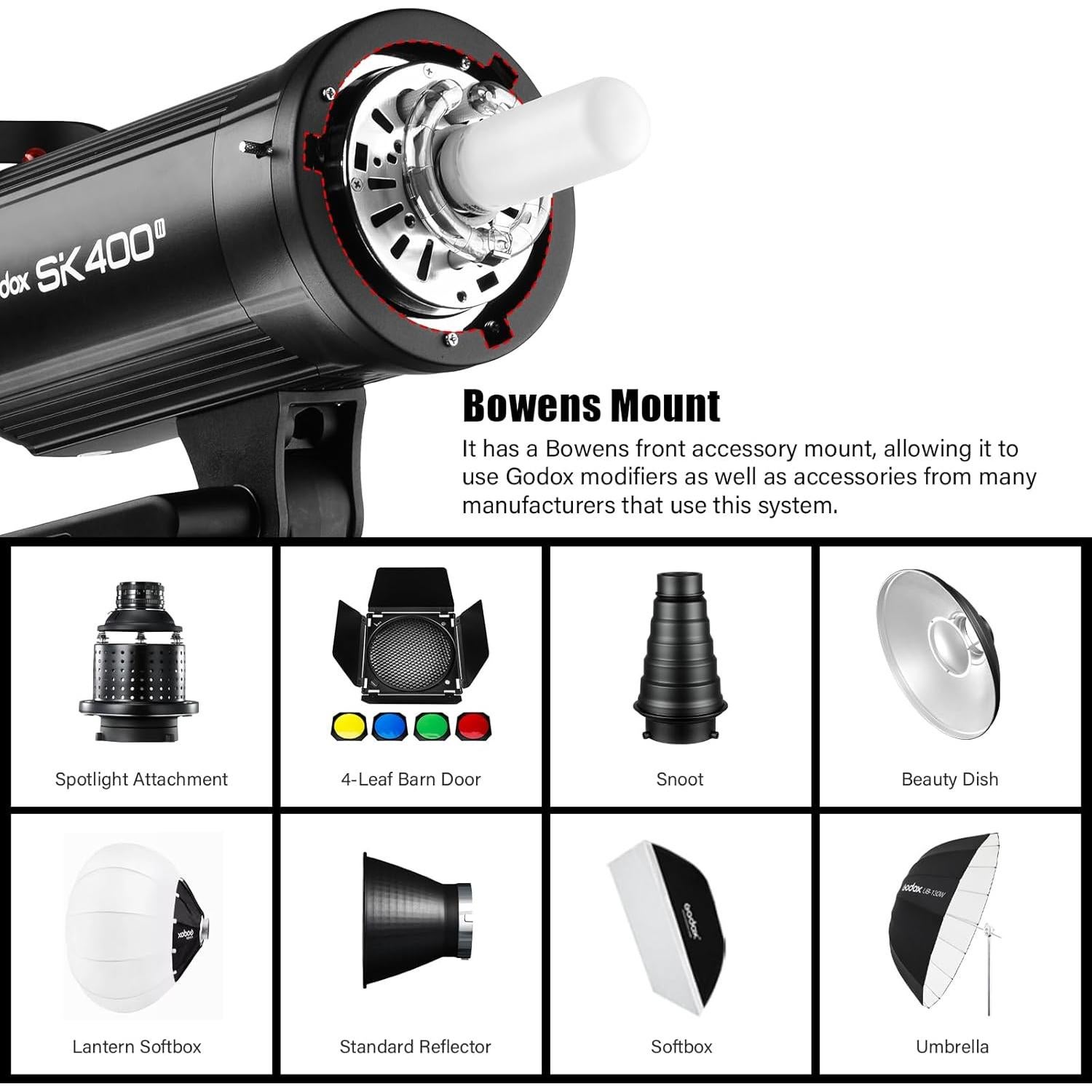 Estroboscopio Godox SK400II 400Ws con Montura Bowens 150W