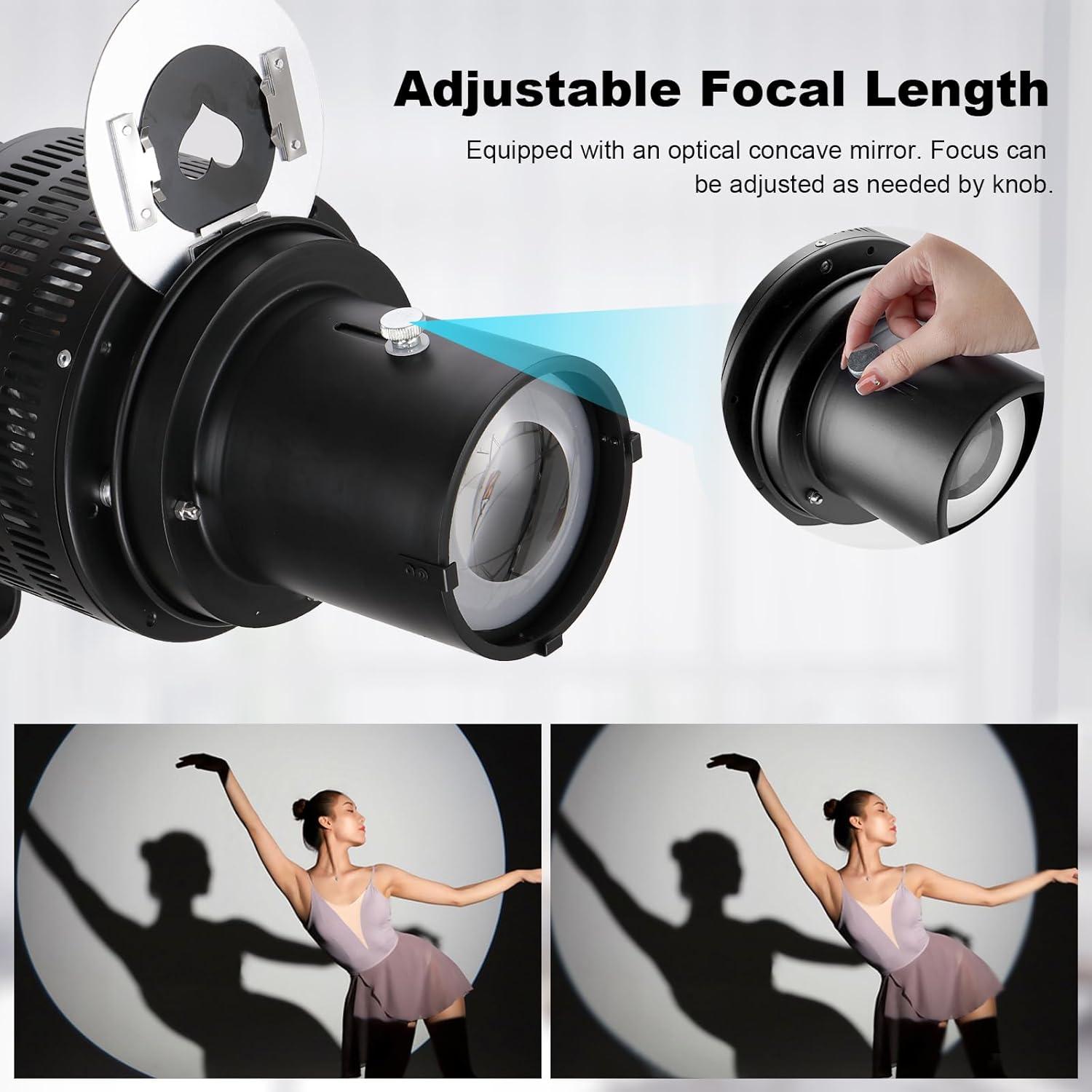 Kit Proyector Snoot Óptico Soonpho con 8 Gobos y 10 Filtros