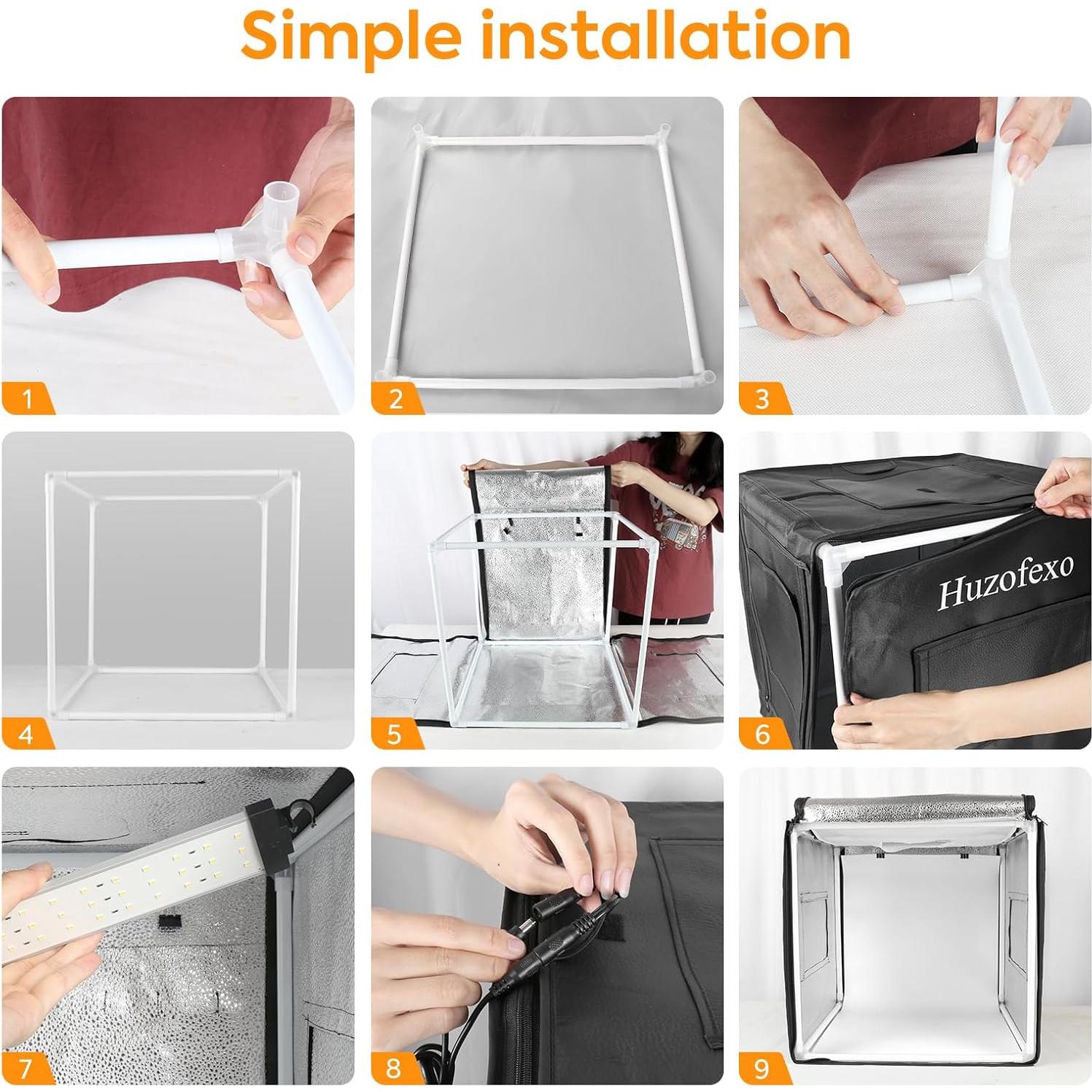 Caja de Luz de Estudio Fotográfico Huzofexo 40cm con LED y 6 Fondos