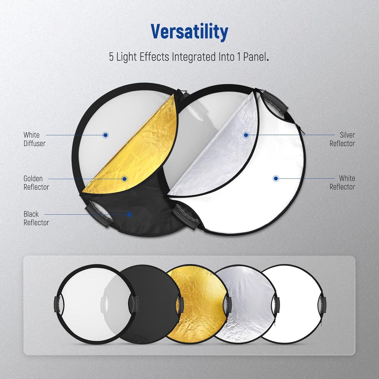 Reflector de Luz 56cm NEEWER 5 en 1 Plegable con Mango