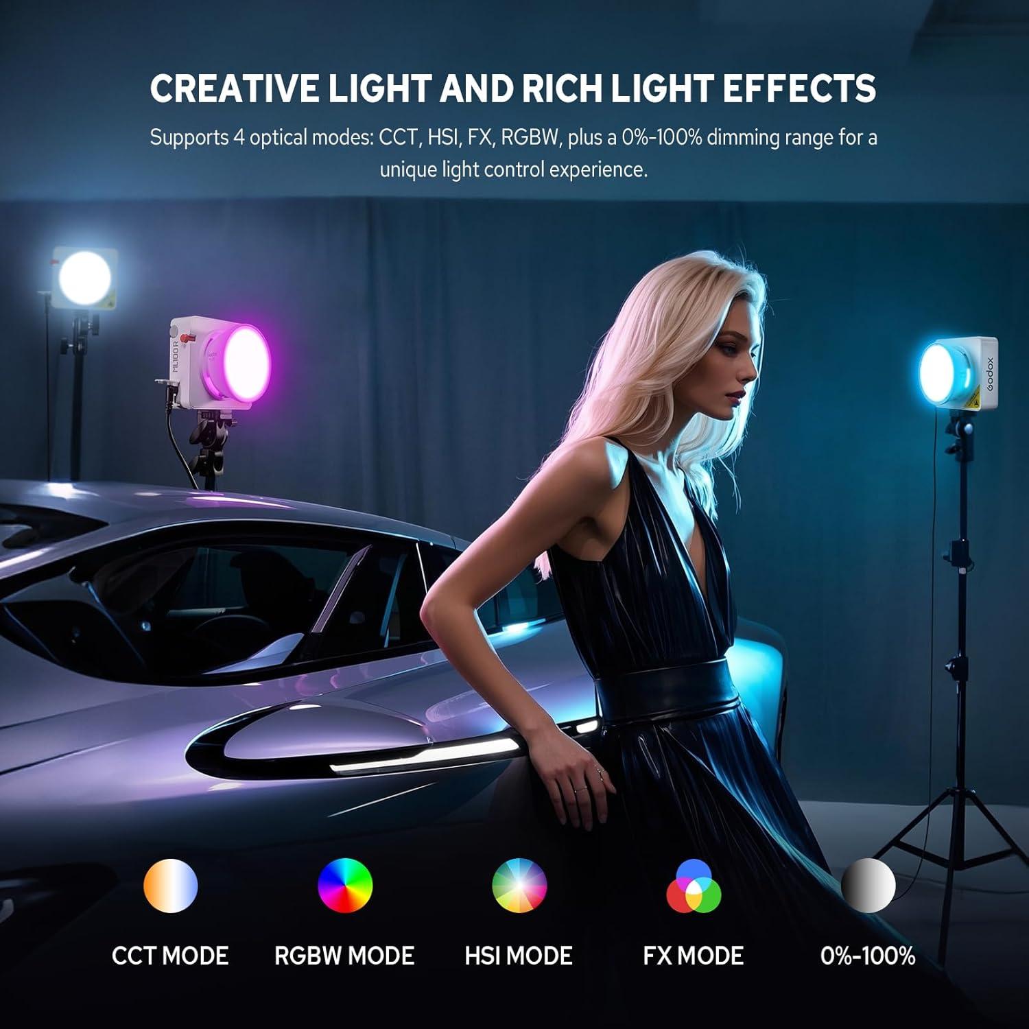 Godox ML100R Luz LED RGB 110W 1800K-10000K Compacta