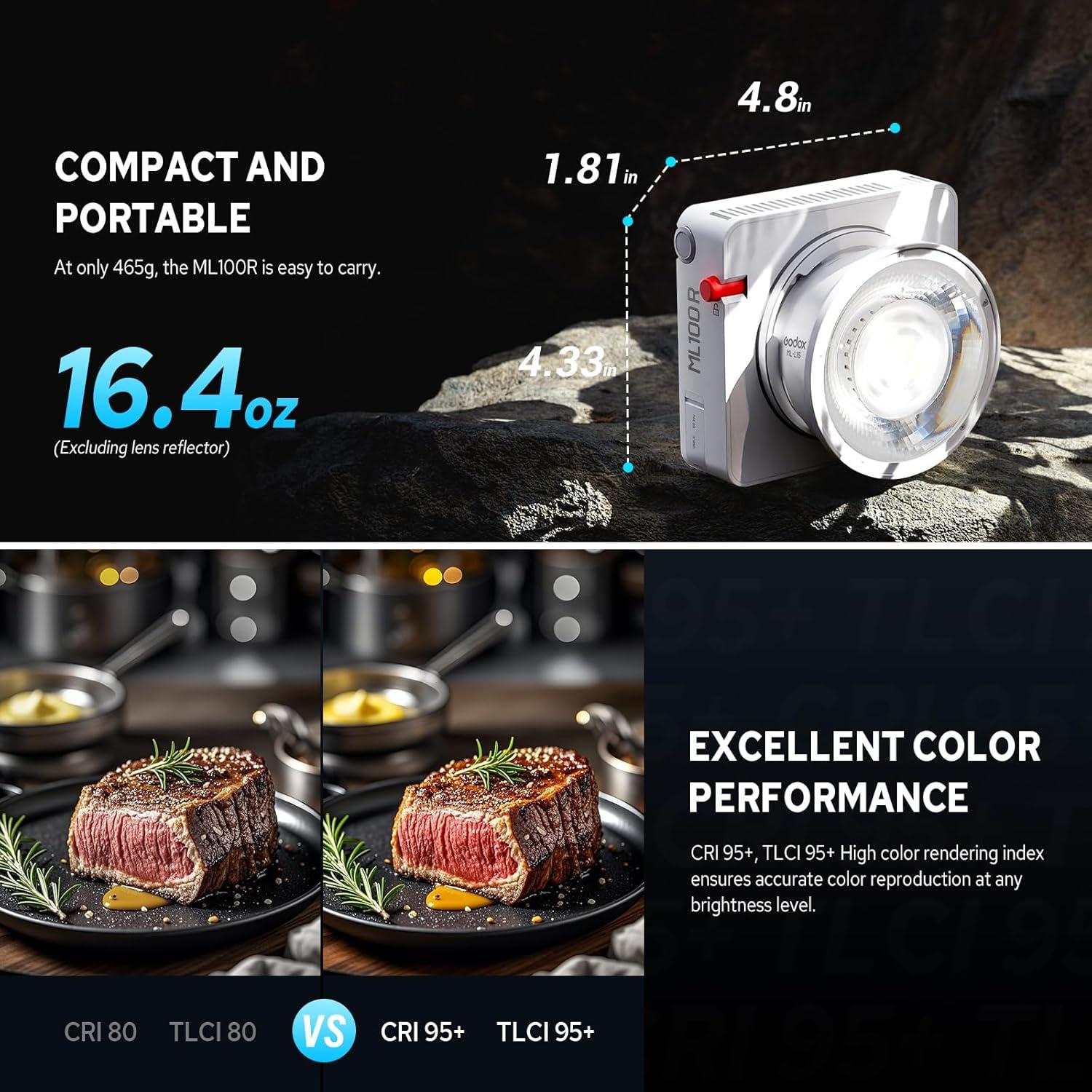 Godox ML100R Luz LED RGB 110W 1800K-10000K Compacta