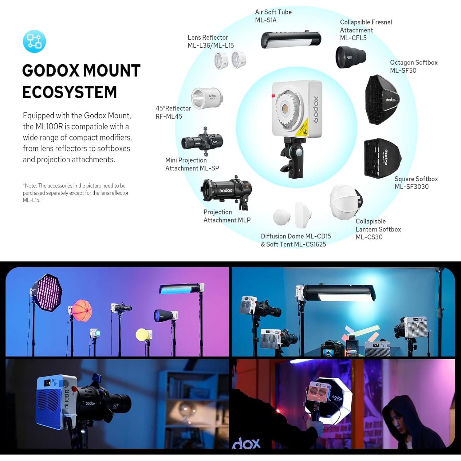 Godox ML100R Luz LED RGB 110W 1800K-10000K Compacta