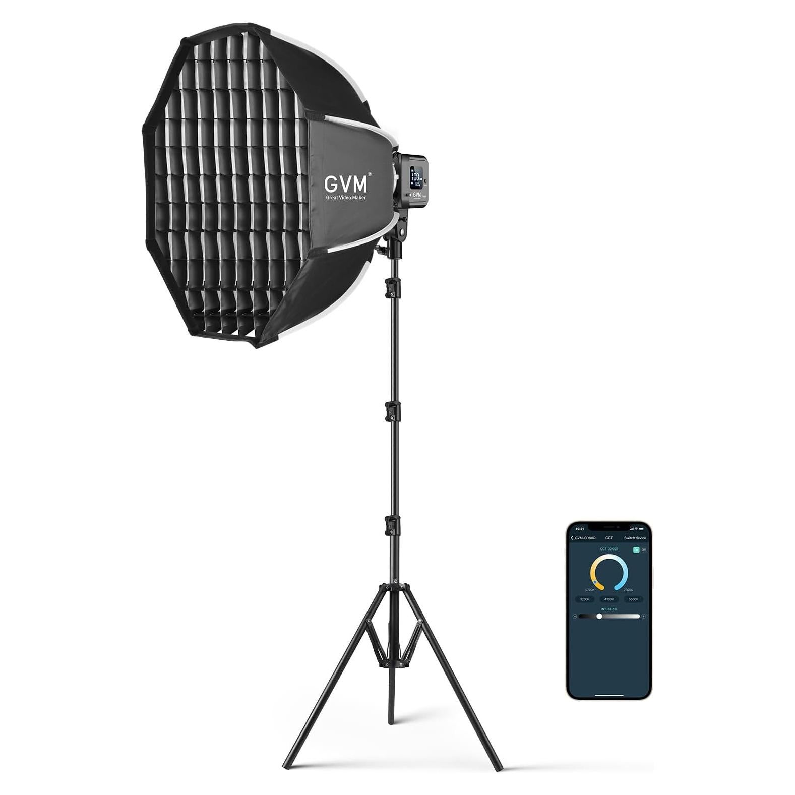 Kit de Luz LED de Video GVM SD80D 80W con Softbox y Control APP